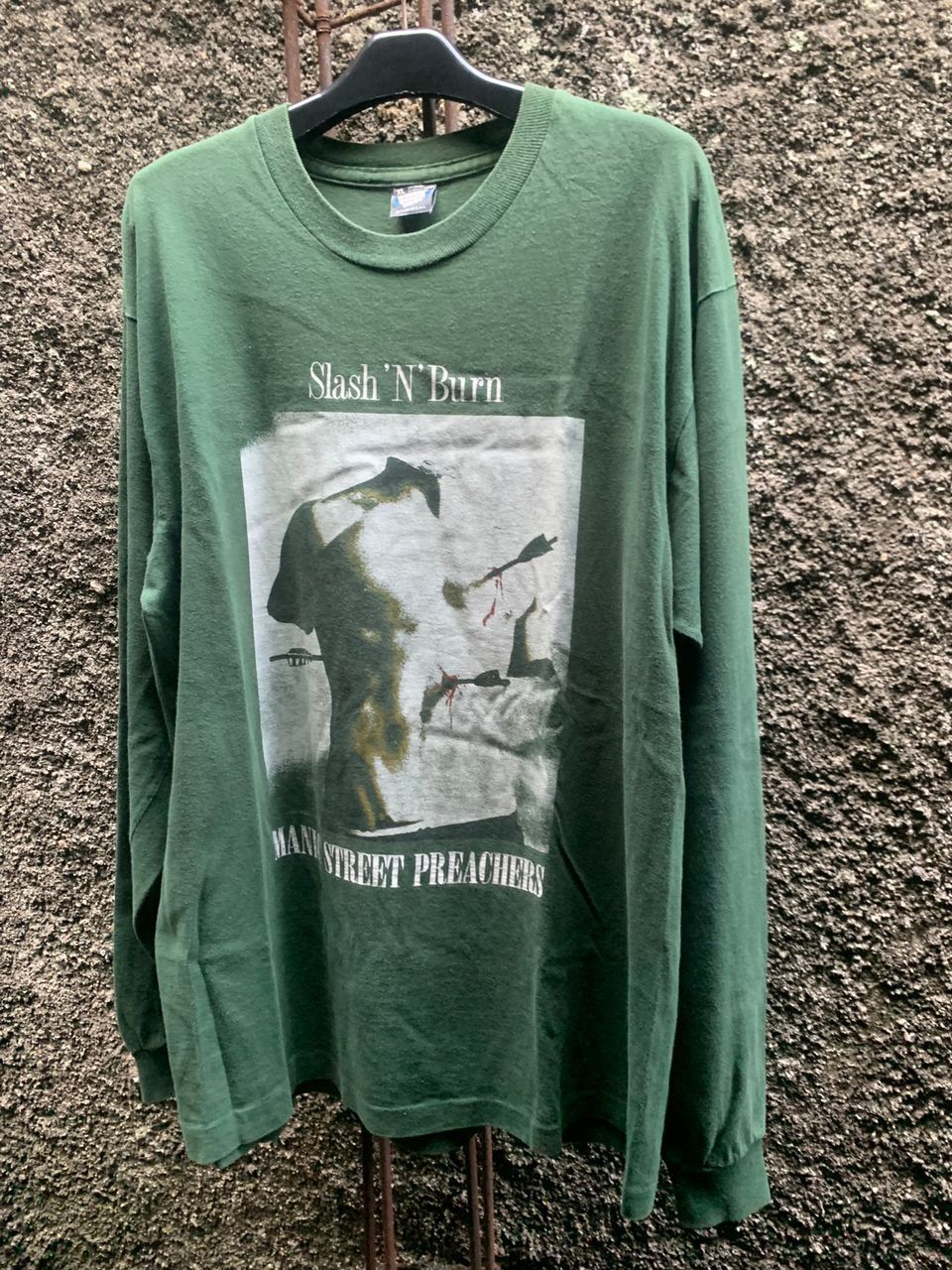 image of Band Tees x Screen Stars Vintage Manic Street Preachers Slash N Burn Long Sleeve in Green (Size XL)