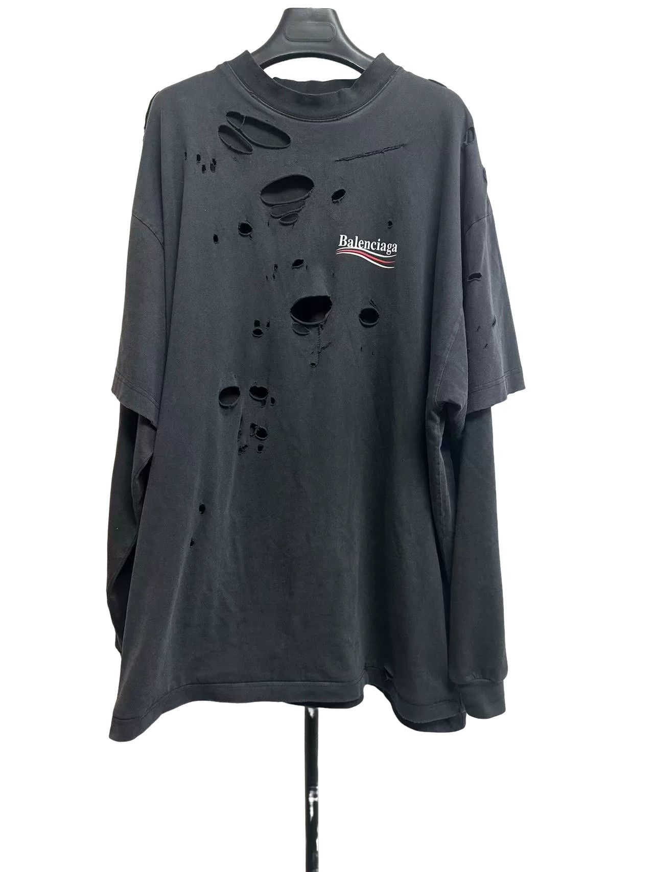 Balenciaga Balenciaga Layered Distressed Logo Long Sleeve T-Shirt 3 Size US L / EU 52-54 / 3 - 1 Thumbnail