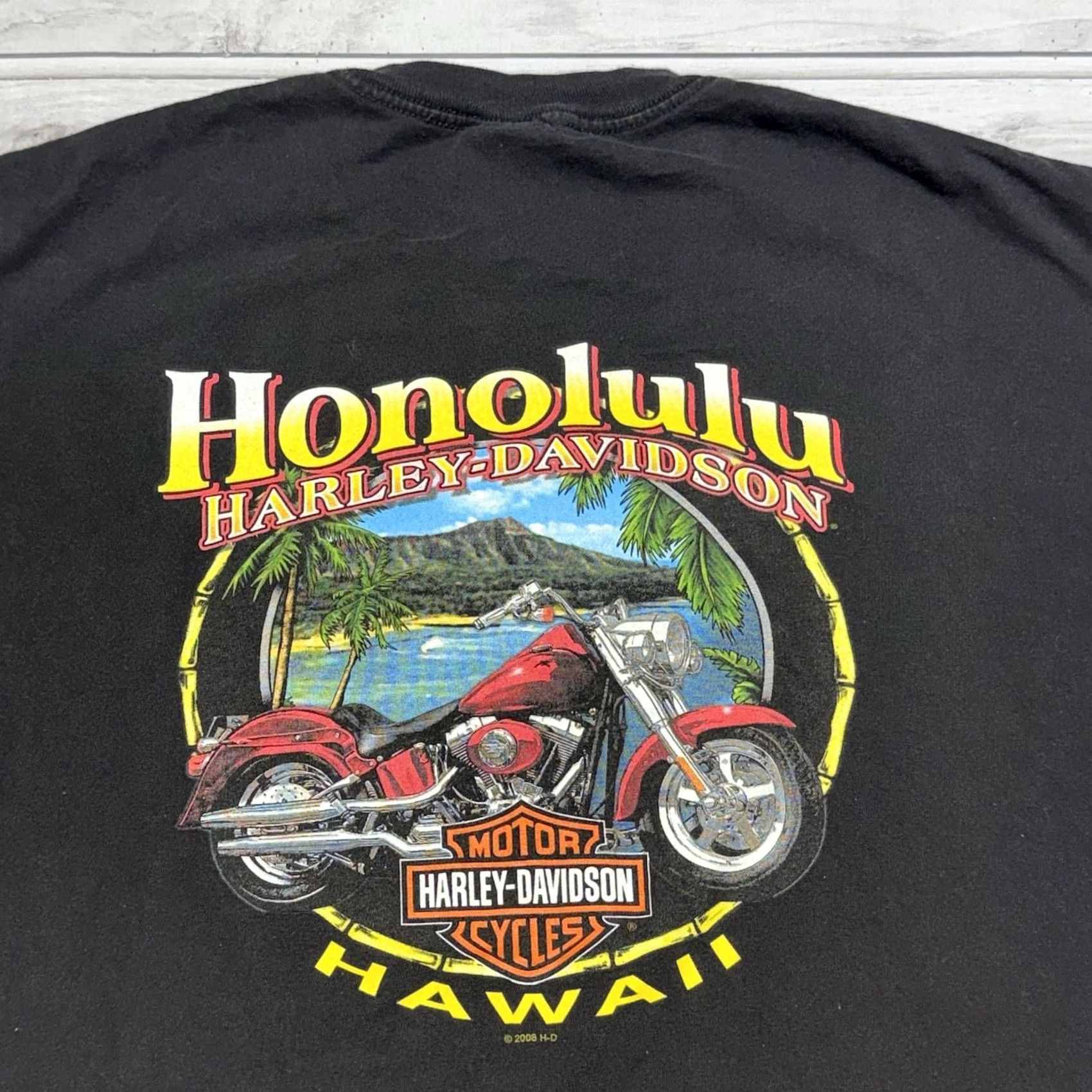 Harley Davidson Harley-Davidson T-Shirt XL Black Honolulu Hawaii Diamond Head Beach Motorcycle Graphic Print Short Sleeve Crew Neck Men Shirt Redefined Size US XL / EU 56 / 4 - 2 Thumbnail