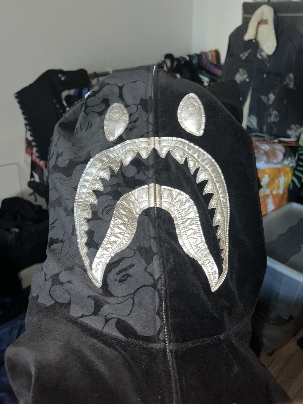 Bape Bape Velour Shark full zip hoodie 2015 Size US XXL / EU 58 / 5 - 8 Thumbnail