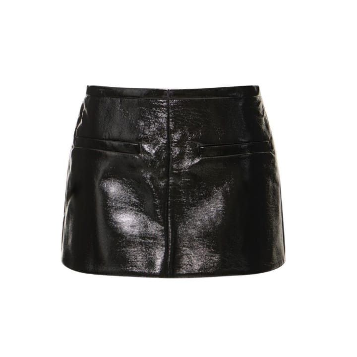 Courreges o1mle0824 Heritage A-Line Vinyl Mini Skirt in Black Size 25" / US 0 / IT 36 - 1 Thumbnail