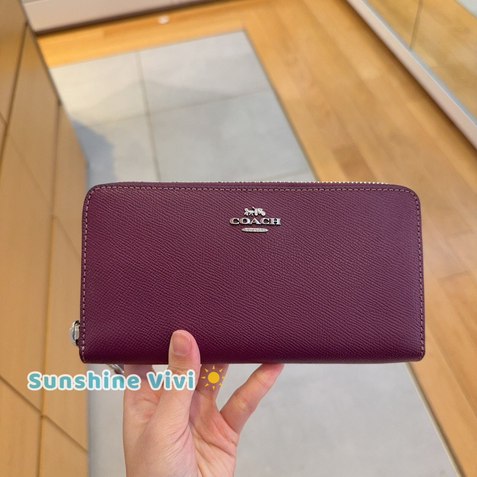 Coach NWT Coach Long Zip Around Wallet leather C3441 Silver plum Size ONE SIZE - 1 Thumbnail