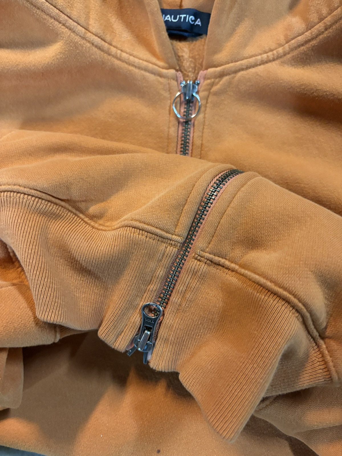 Nautica Vintage 90s Nautica Double Zip Up Hoodie Orange Size XL Size US XL / EU 56 / 4 - 3 Thumbnail