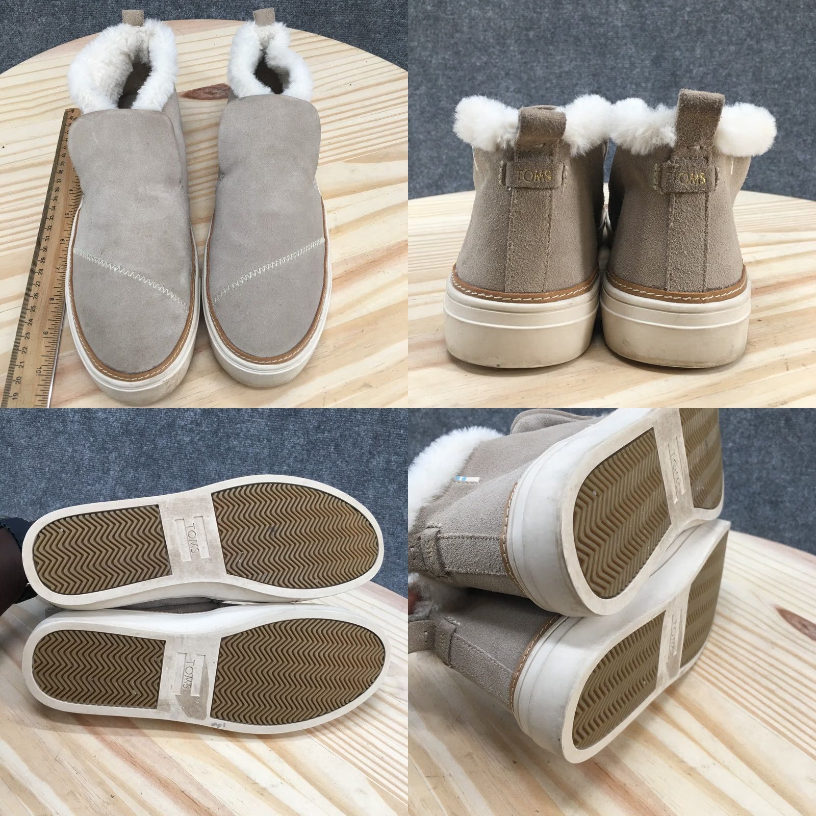 Toms VINTAGE TOMS Boots Womens 10 Paxton Slip On Fur Lined Suede Beige Slipper Style M 10 Beige Shoes Women Size US 10 / IT 40 - 8 Thumbnail
