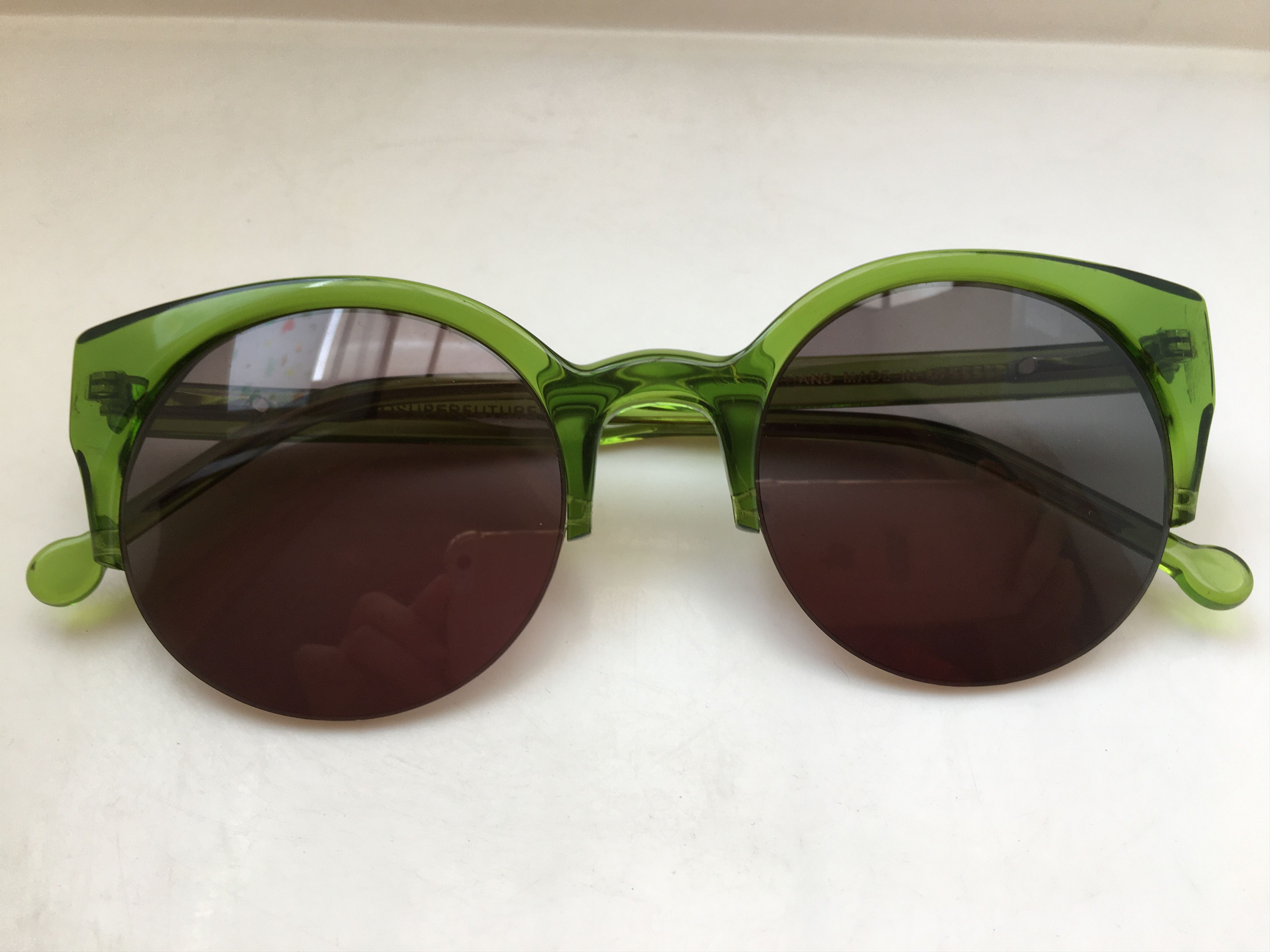 Retrosuperfuture Retro Super Future Green Half Rim Cateye Sunglasses Itlay Size ONE SIZE - 6 Thumbnail