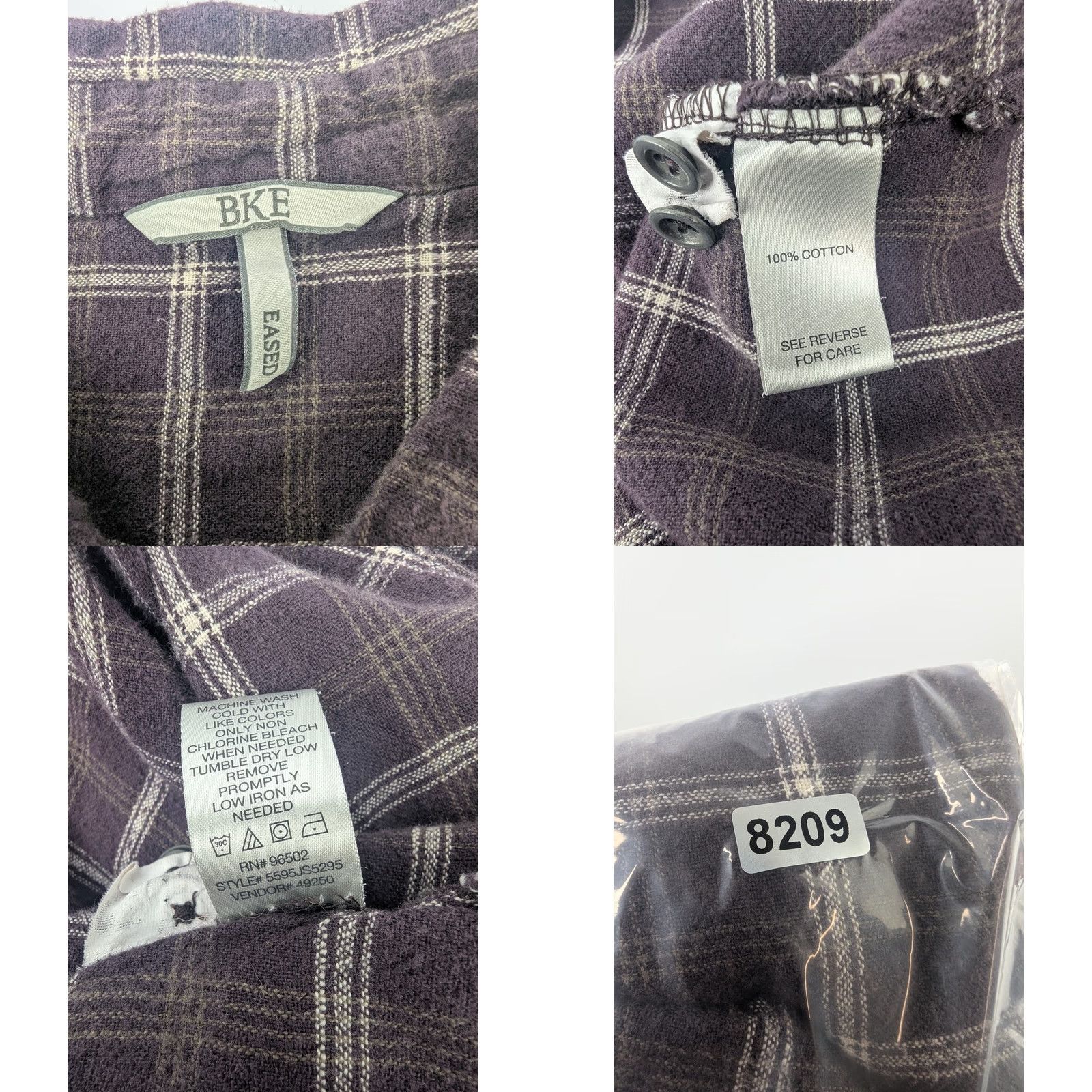 BKE BKE Button-Up Shirt Burgundy Brown Plaid Long Sleeve Women’s Size L/XL Knit 100% Cotton Casual Fall Spring Summer Winter Size L / US 10 / IT 46 - 8 Thumbnail