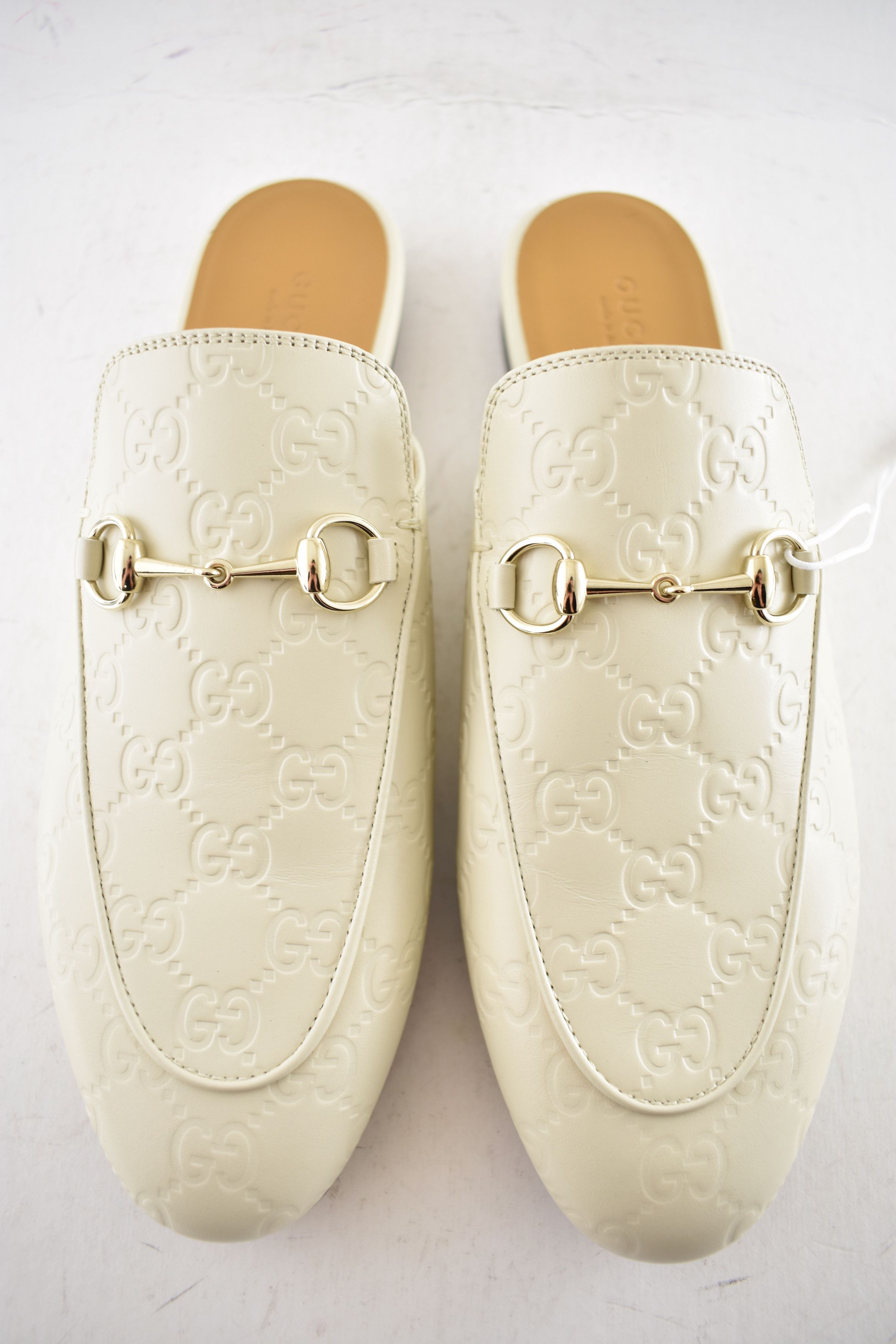Gucci Gucci Princetown Ivory GG Logo Slide Loafer Mule Flat 36.5 Size US 6.5 / IT 36.5 - 9 Thumbnail