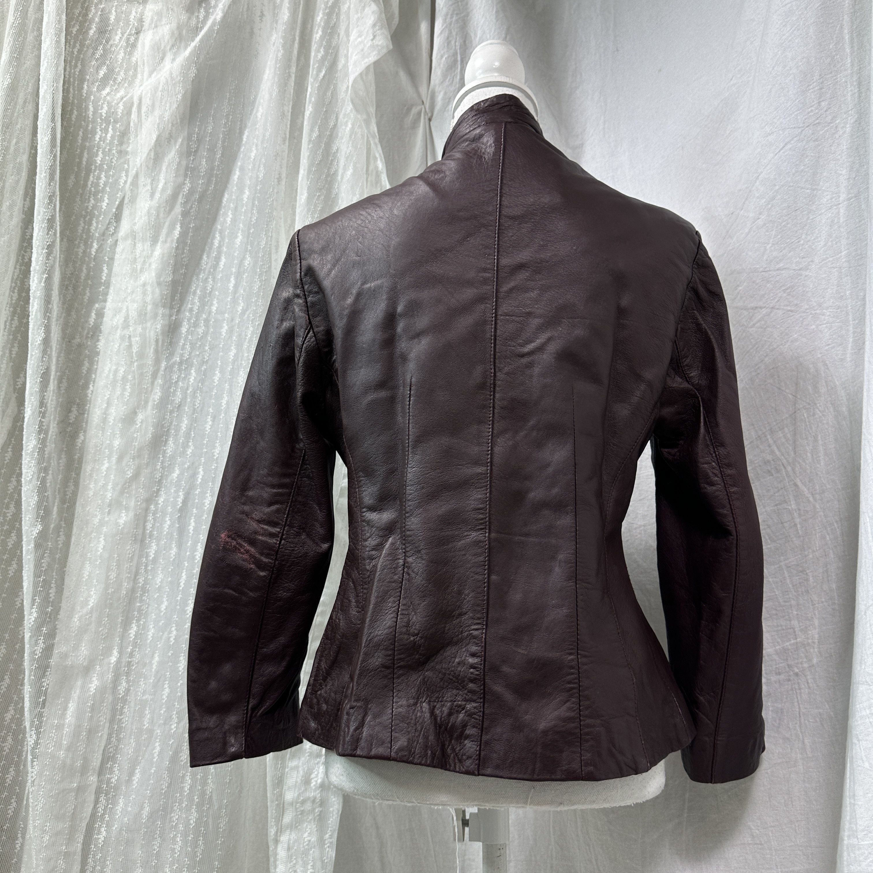 Vintage Vintage Leather Biker Grunge Double Zip Burgundy Jacket Y2K Size L / US 10 / IT 46 - 9 Thumbnail