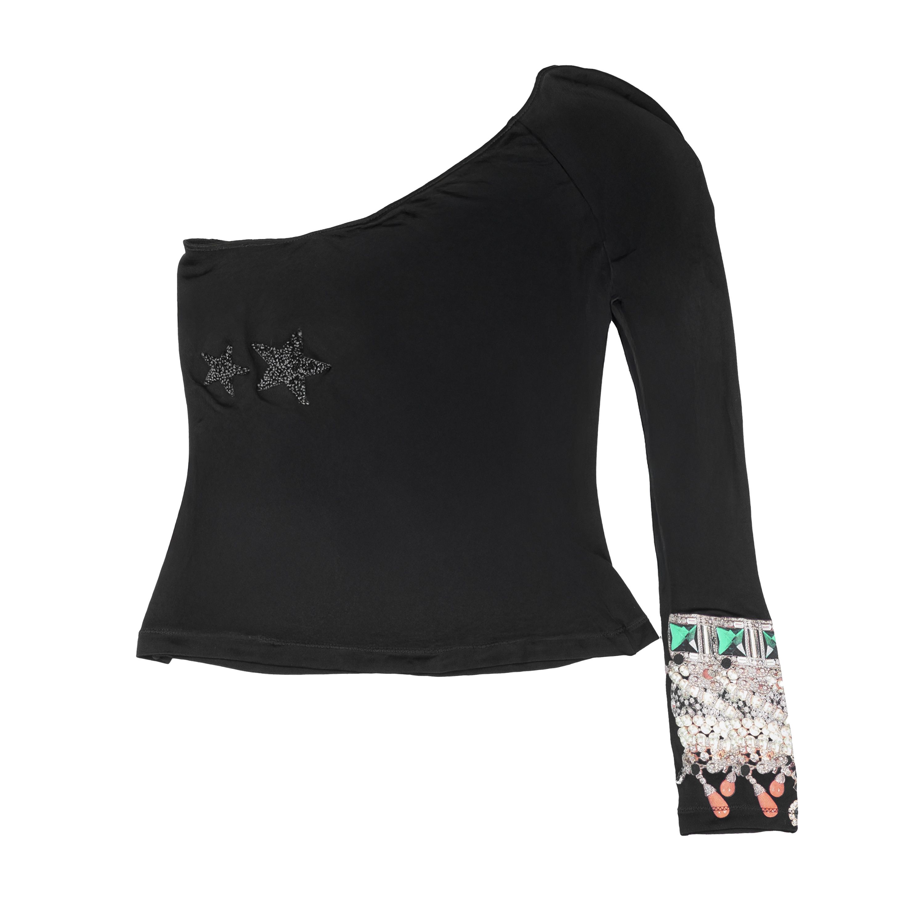 Just Cavalli Just Cavalli Vintage One Shoulder Long Sleeve Jewelry Top Size M / US 6-8 / IT 42-44 - 2 Thumbnail
