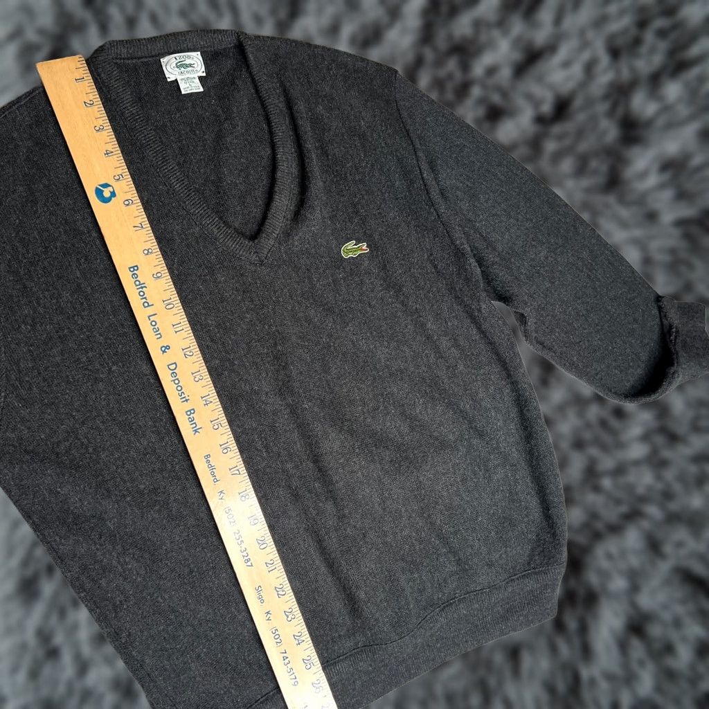 Lacoste VINTAGE Lacoste IZOD V-Neck Sweater Men’s L Gray USA Made 100% Orlon Pullover Size US L / EU 52-54 / 3 - 1 Thumbnail