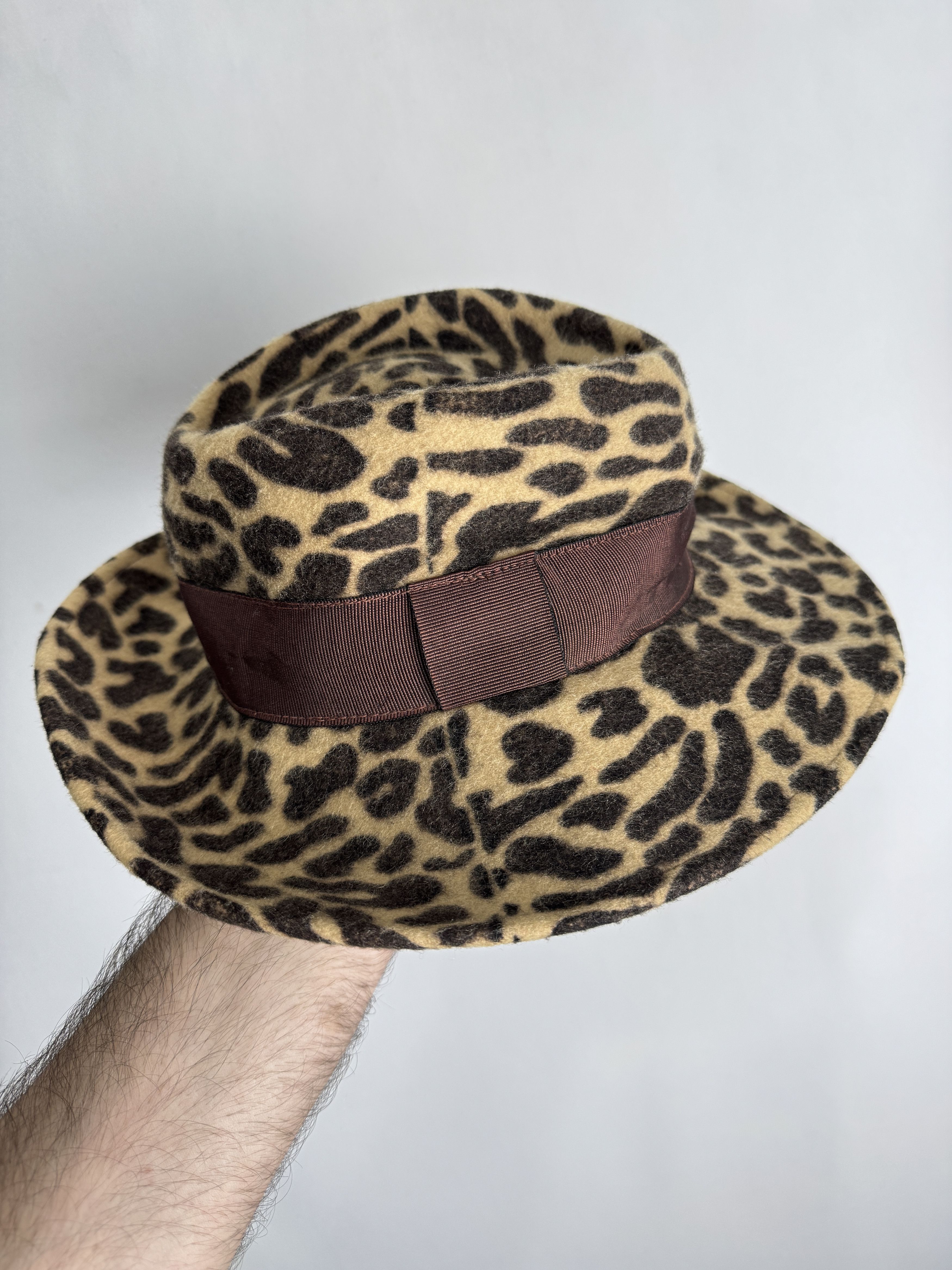 Japanese Brand × Vintage Vintage leopard print wool felt fedora hat Size 26 - 1 Thumbnail
