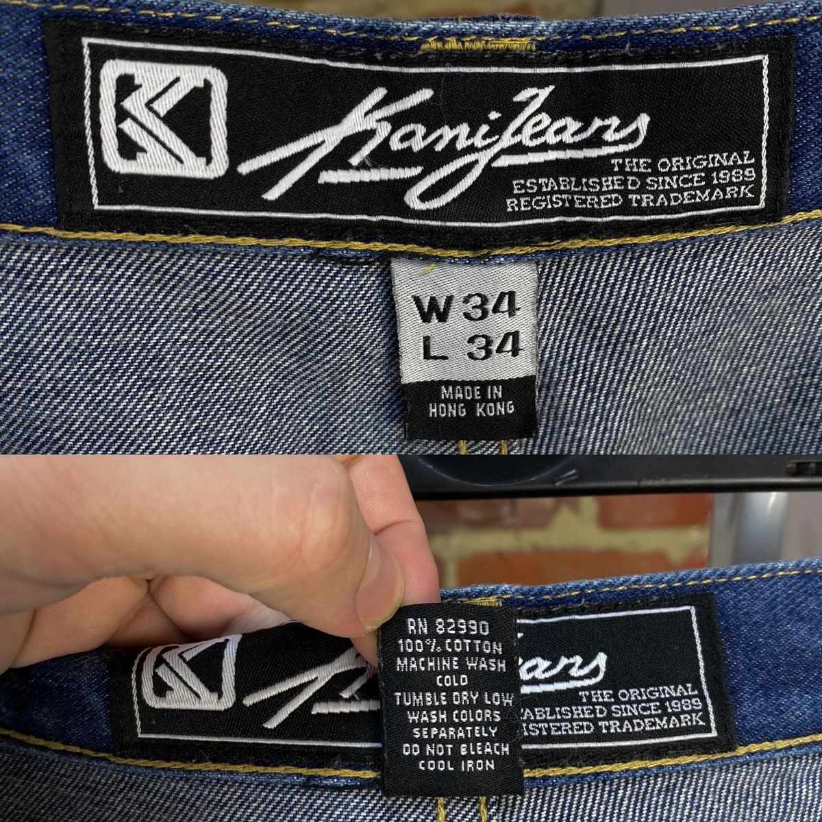 Karl Kani × Vintage Vintage Karl Kani Baggy Big Blue Jeans Size US 34 / EU 50 - 19 Thumbnail