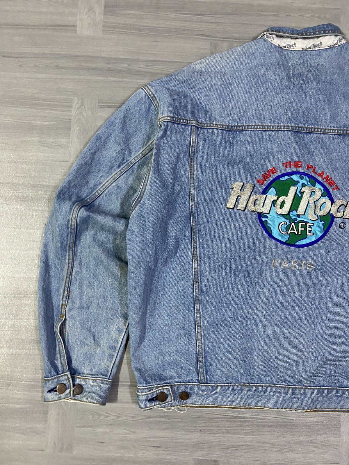 Hard Rock Cafe Vintage Hard Rock Cafe Paris Save The Planet Denim Jacket Size US XL / EU 56 / 4 - 5 Thumbnail