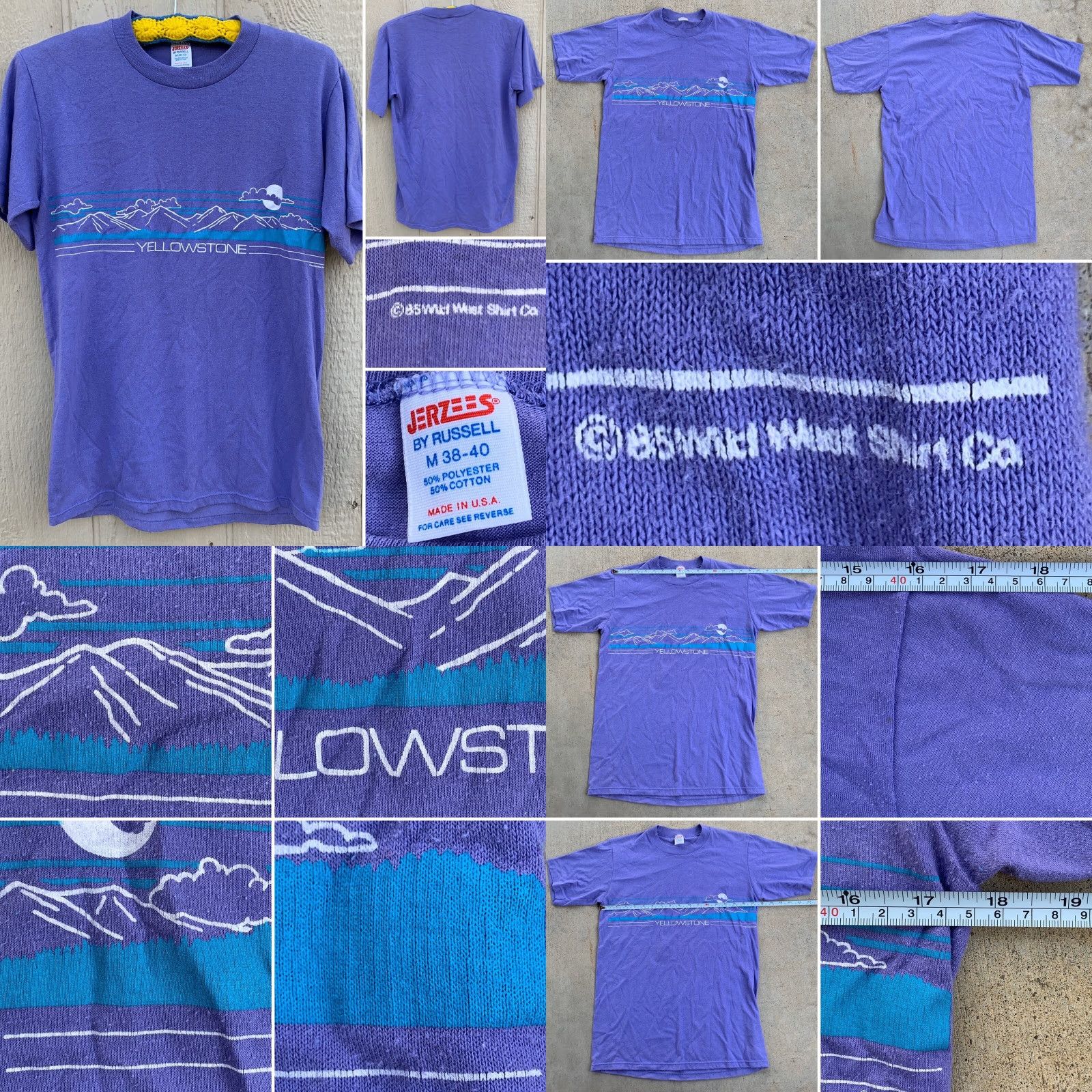 Jerzees VINTAGE Yellowstone T-Shirt JERZEES Wild West Shirt Co M 38-40 Made In USA 1980s Purple Mens graphic tee 50/50 Size US M / EU 48-50 / 2 - 8 Thumbnail