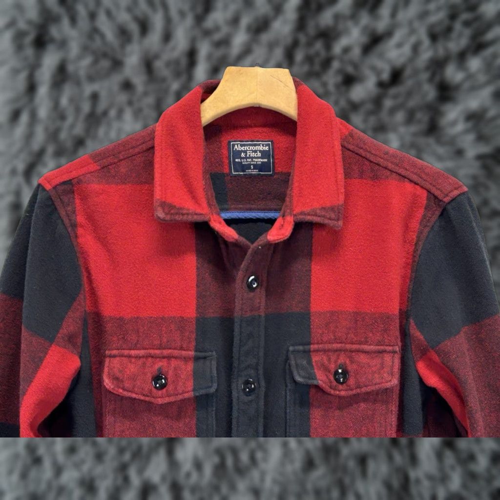 Abercrombie & Fitch Abercrombie & Fitch Flannel Shirt Jacket Mens S Red Buffalo Check Heavy Shacket Button-Up Plaid Grunge Retro Pockets Size US S / EU 44-46 / 1 - 1 Thumbnail