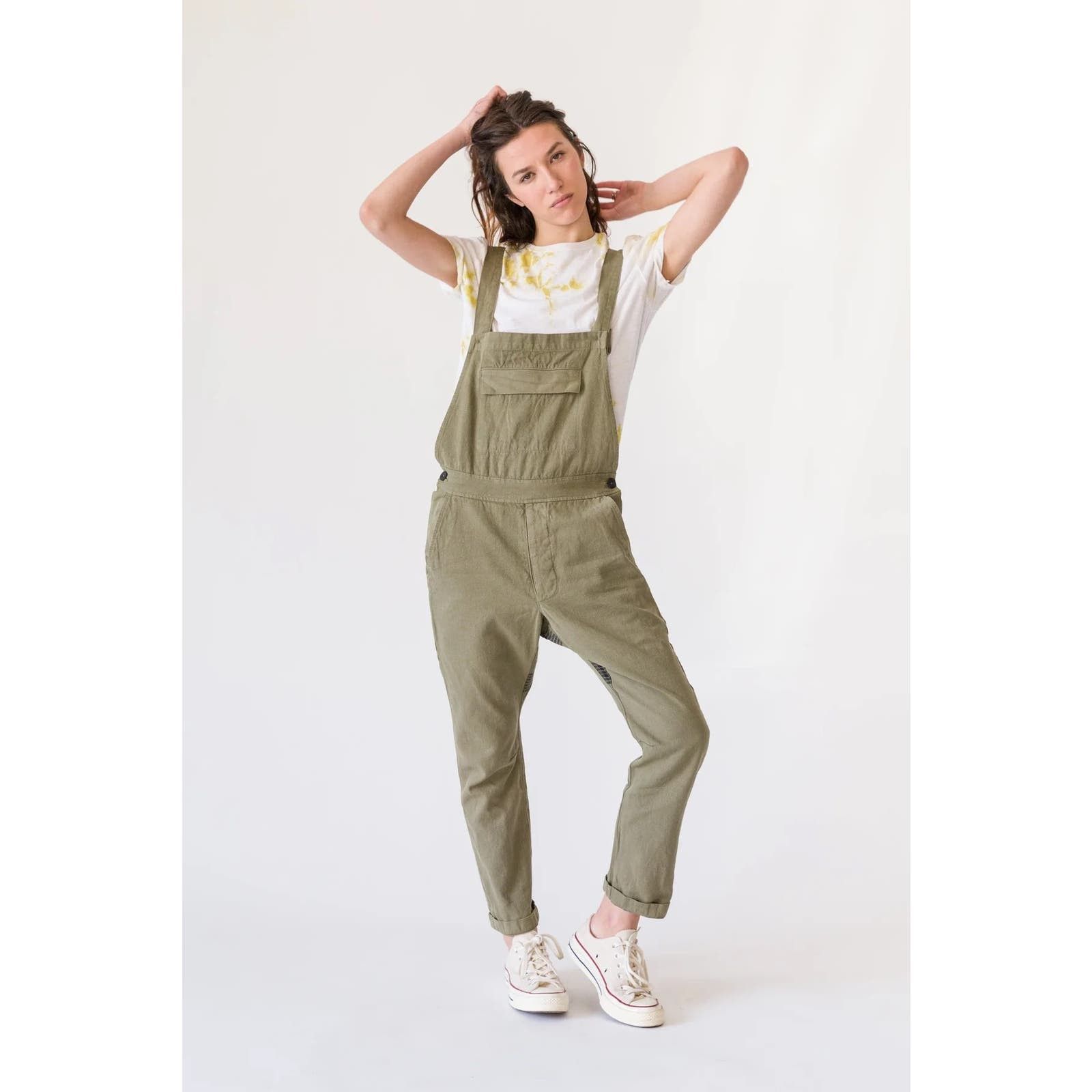 image of Seeker Khaki Overalls Size 28 S in Green, Women's