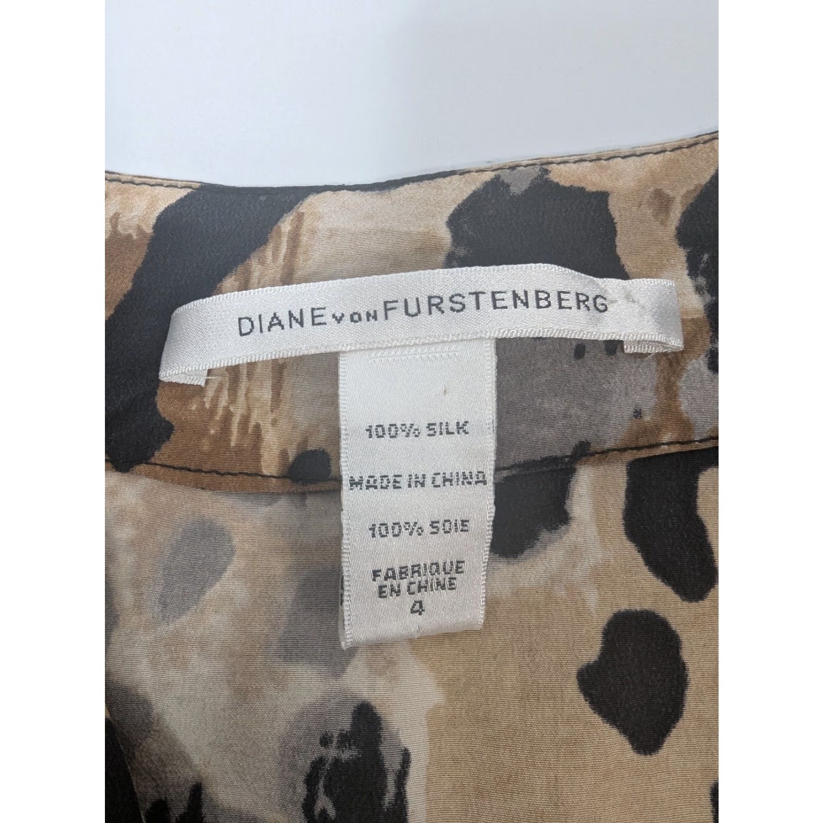 Diane von Furstenberg Diane von Furstenberg Sabine Silk Dress Animal Print Sheath Short Sleeve Size 4 Multicolor Leopard Dress Womens Size 27" / US 4 / IT 40 - 7 Thumbnail