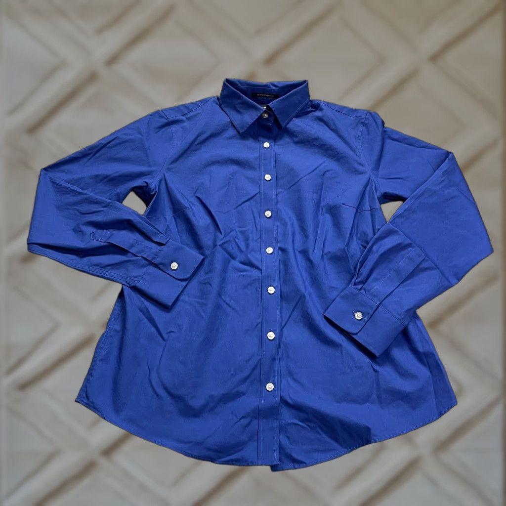 Lands' End Lands' End Women's Button-Down Dress Shirt Size 8 Cotton Long Sleeve Solid Blue Casual Office Size M / US 6-8 / IT 42-44 - 1 Thumbnail