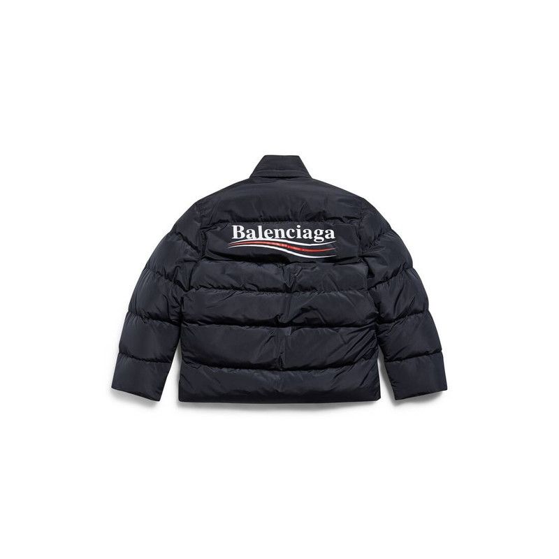 Balenciaga o1tr1nto0126 Political Campaign C-Shape Puffer Jacket Black Size XS / US 0-2 / IT 36-38 - 2 Thumbnail
