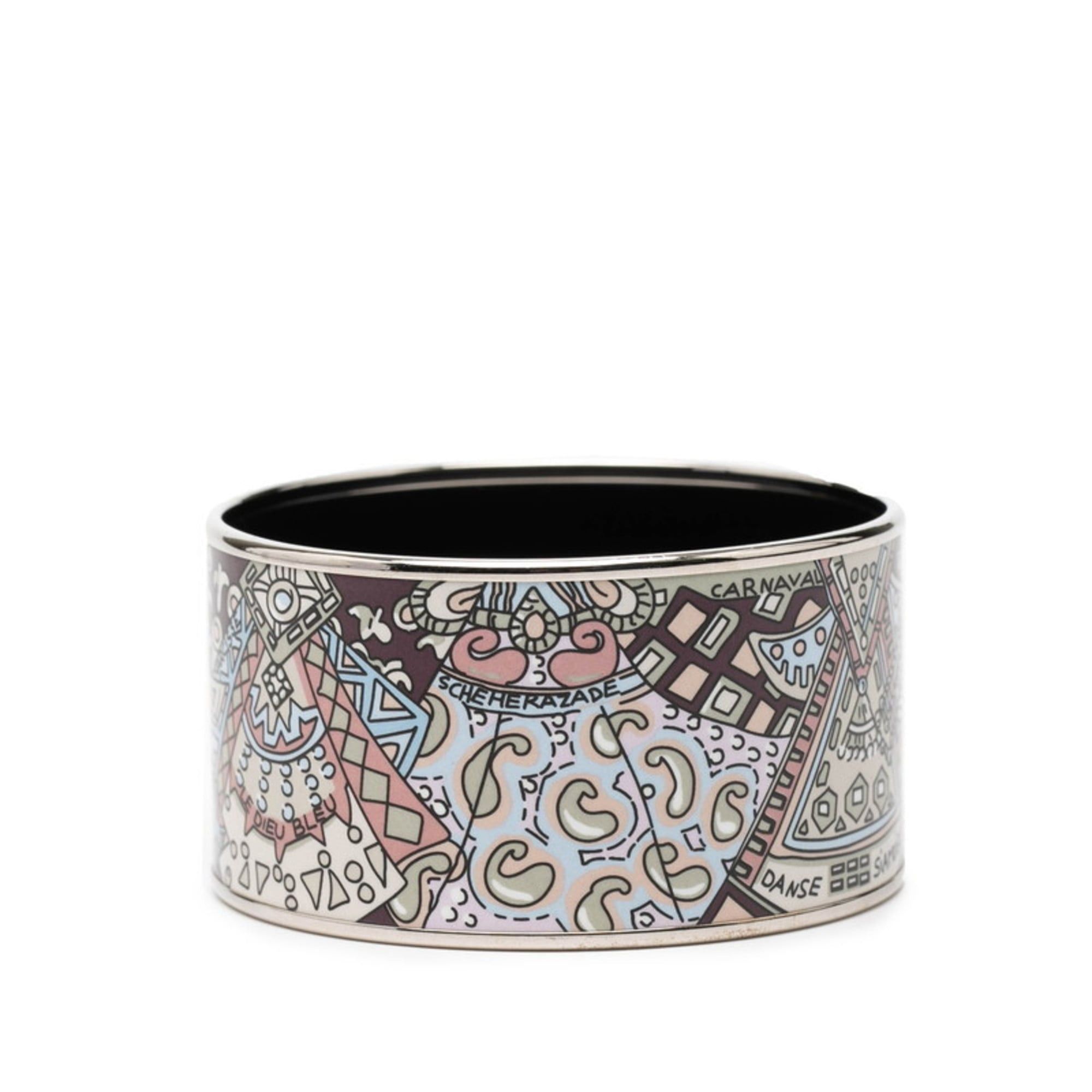 Hermes Hermes TGM Enamel Cloisonne Bangle in Silver and Multicolor Metal for Women Size ONE SIZE - 1 Thumbnail