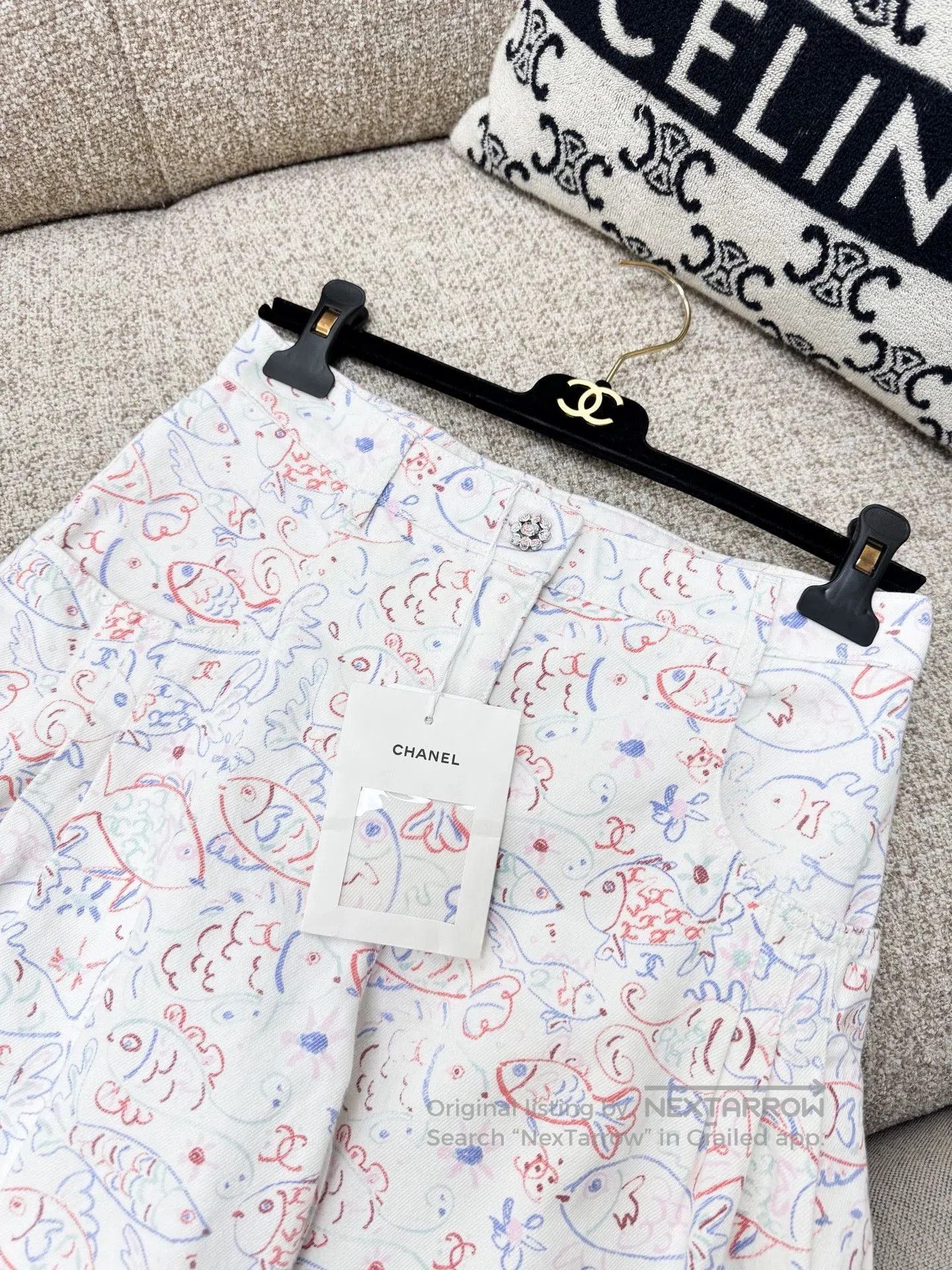 Chanel Chanel 25C Graffiti Fish Print Wide-Leg Pants. Size US 38 / EU 54 - 2 Thumbnail