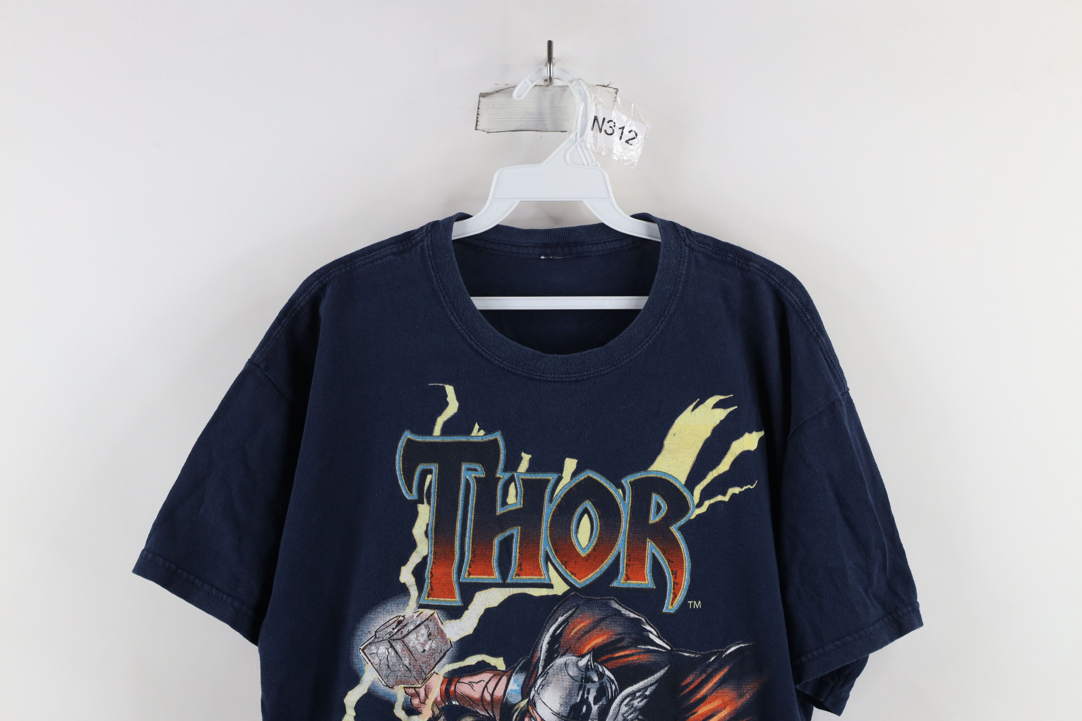 Vintage Vintage Marvel Comics Spell Out Big Logo Thor T-Shirt Blue Size US L / EU 52-54 / 3 - 2 Thumbnail