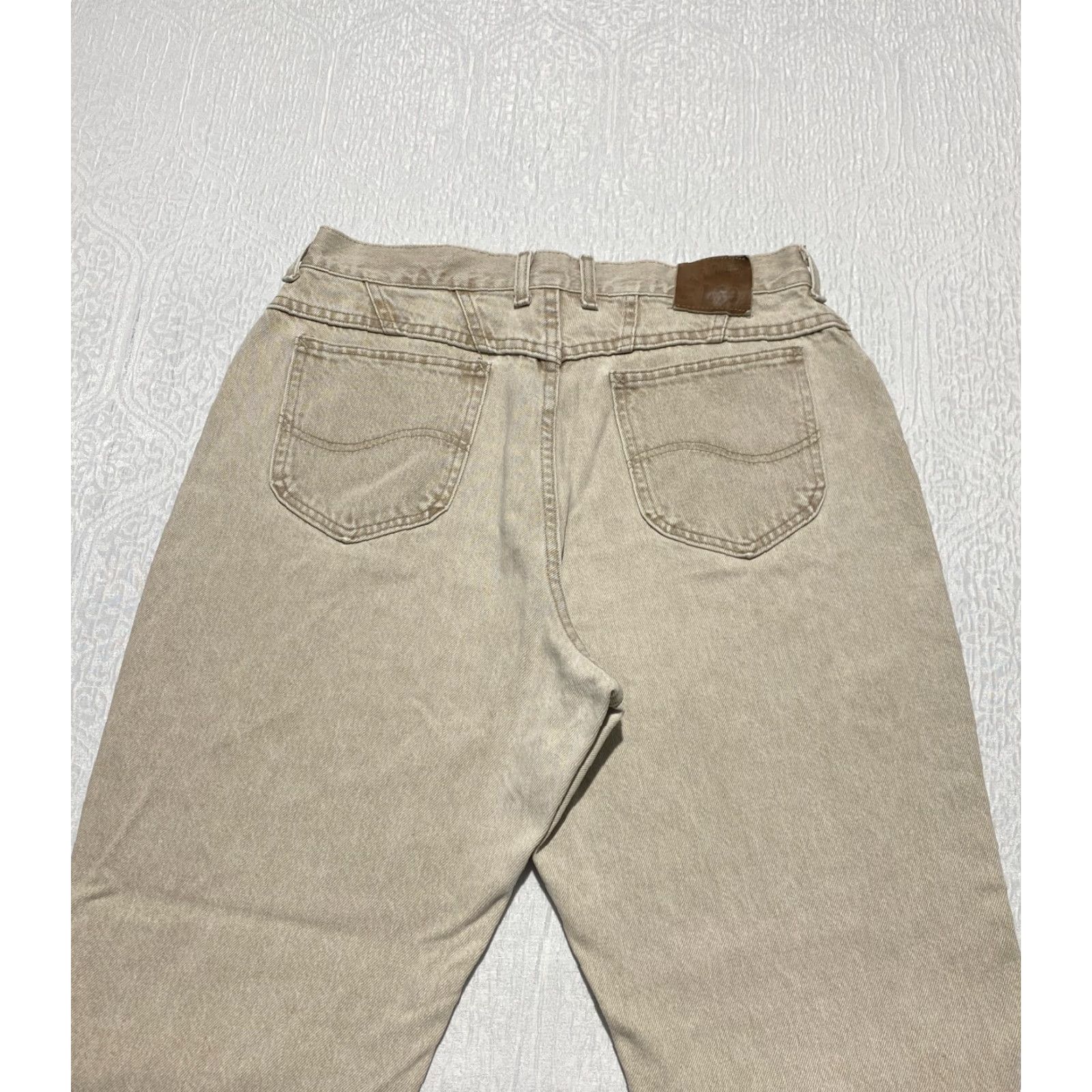 Lee VINTAGE Lee Jeans Womens Size 16 Petite Beige Tapered 28in Inseam Denim 5-Pocket USA Size 38" / US 16 / IT 52 - 3 Thumbnail