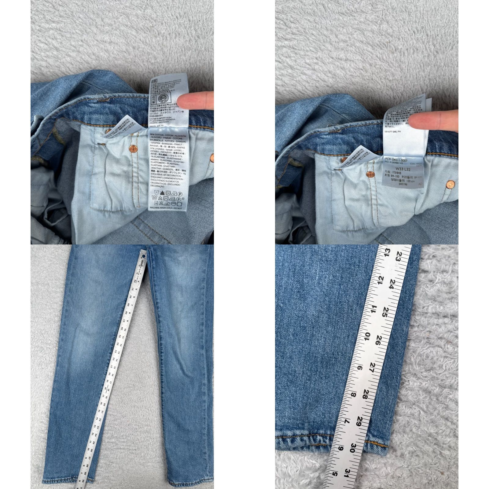 Levi's Levi's 511 Jeans Men 33x30 Blue Denim Slim Straight Fit Cotton Blend Size US 33 - 8 Thumbnail