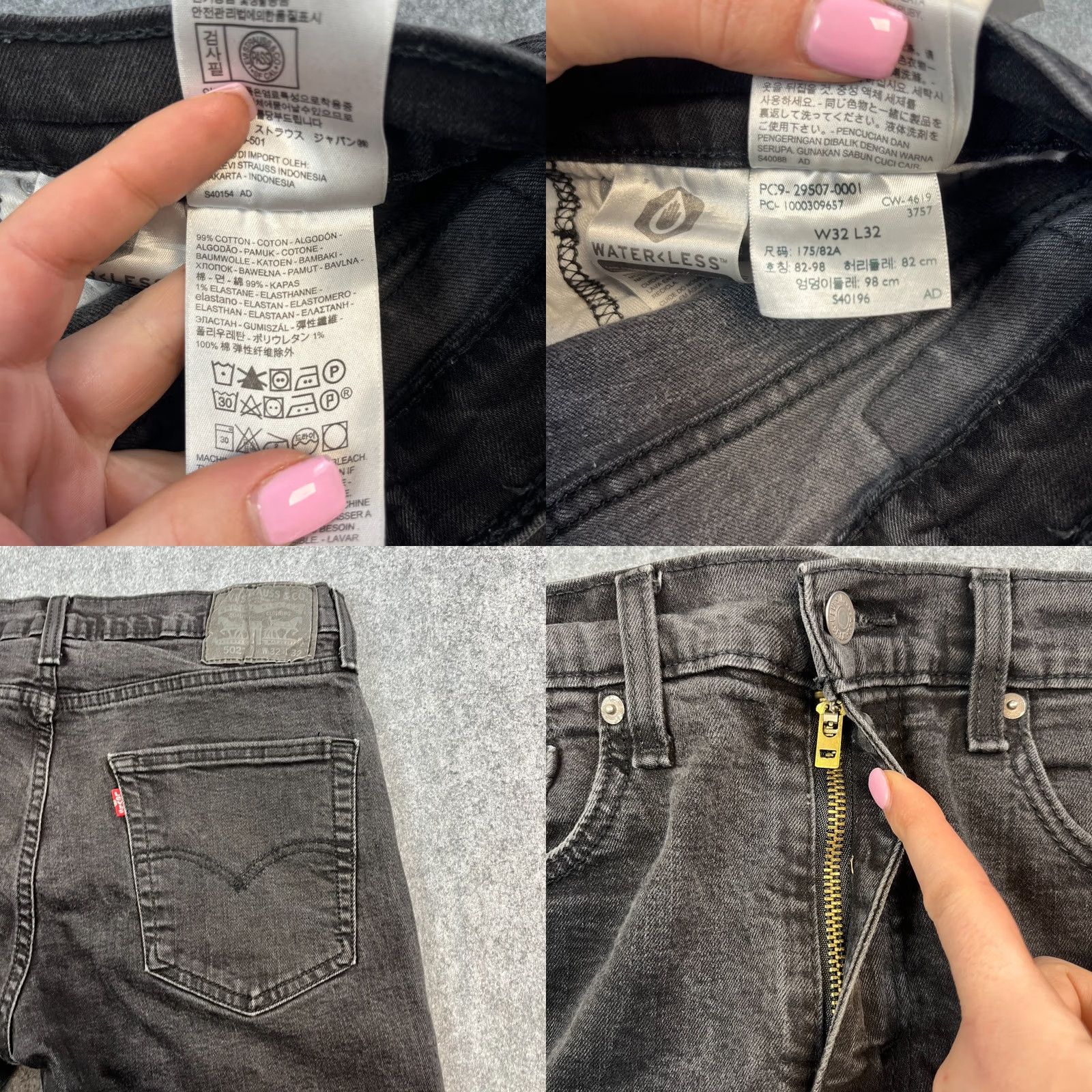 Levi's Levi's 502 Jeans Slim Tapered 32 30 Dark Wash Black Stretch Denim Men Size US 32 / EU 48 - 8 Thumbnail