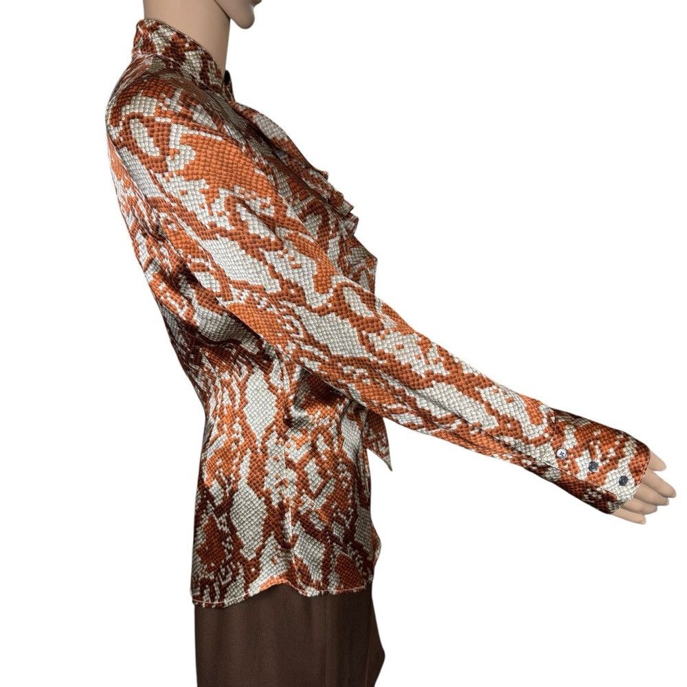 Other Gender Bias 100% Silk Snake Print Front Ruffle Blouse Size Size S / US 4 / IT 40 - 3 Thumbnail