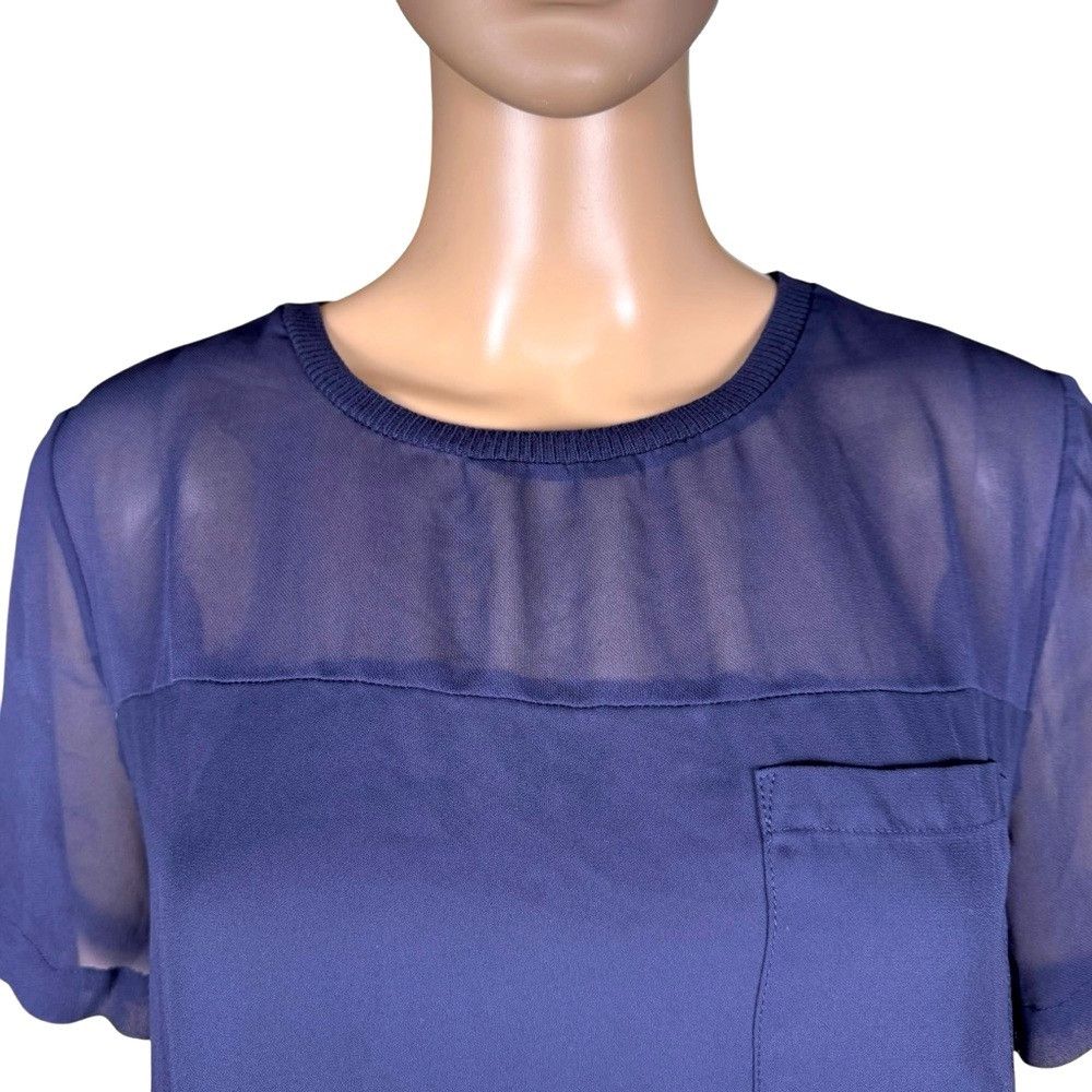 Other Metaphor Mix Media Short Sleeve Blue Top Size L Size L / US 10 / IT 46 - 2 Thumbnail