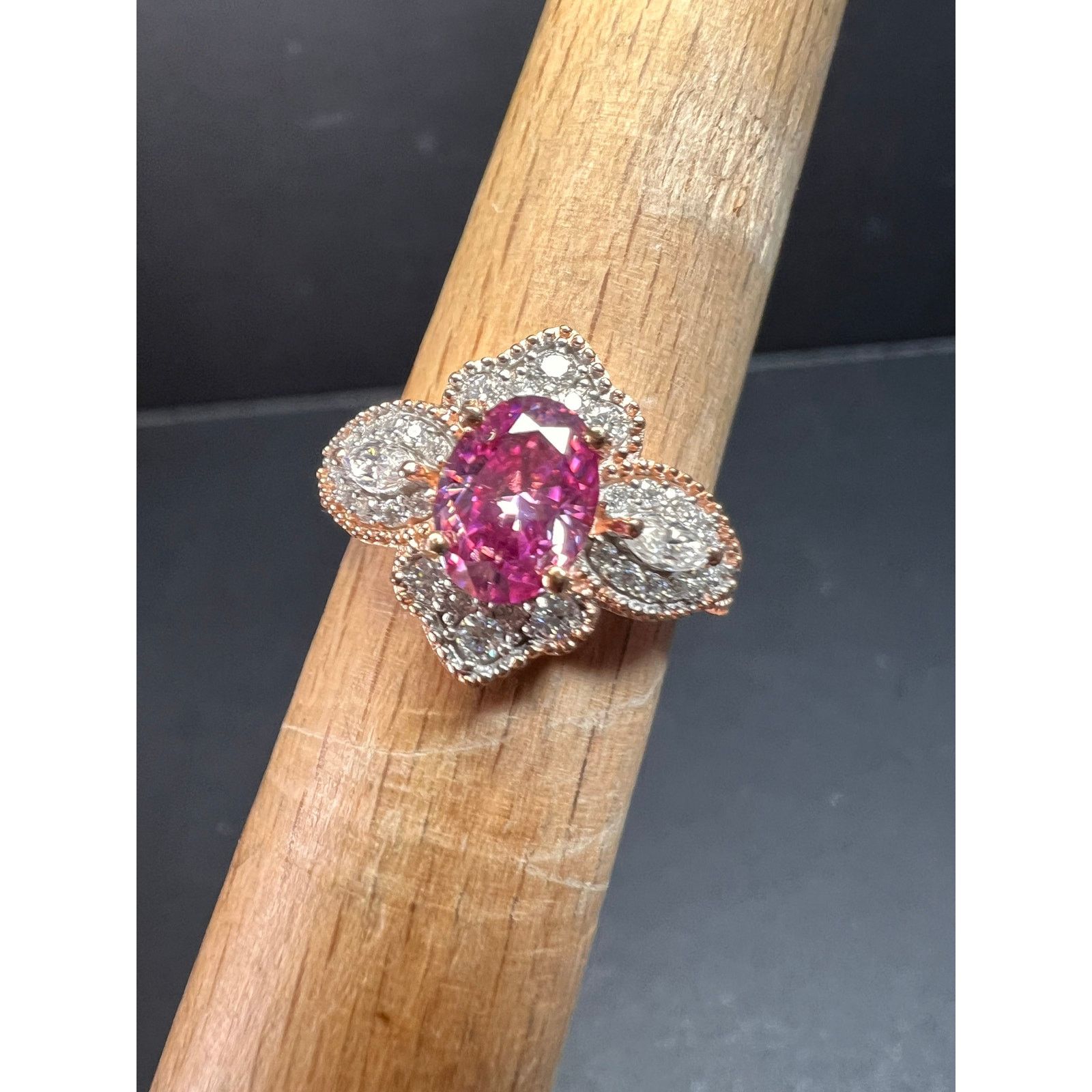 Other NEW Pink Moissanite ring in rose gold vermeil 925 size 6 Size ONE SIZE - 9 Thumbnail