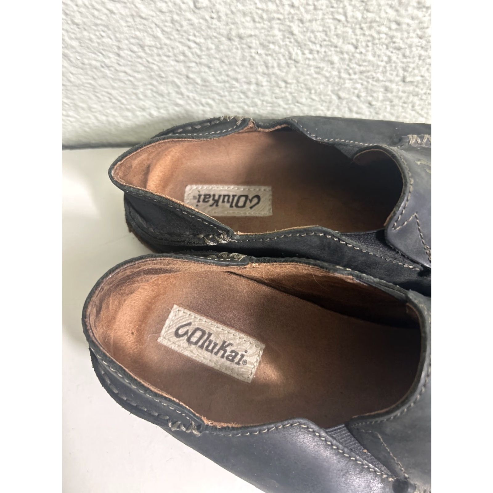Olukai Mens OluKai Moloa Leather Black US 11 Slip-On Casual Comfort Leather Shoes 10128-4033 Mens Size US 11 / EU 44 - 4 Thumbnail