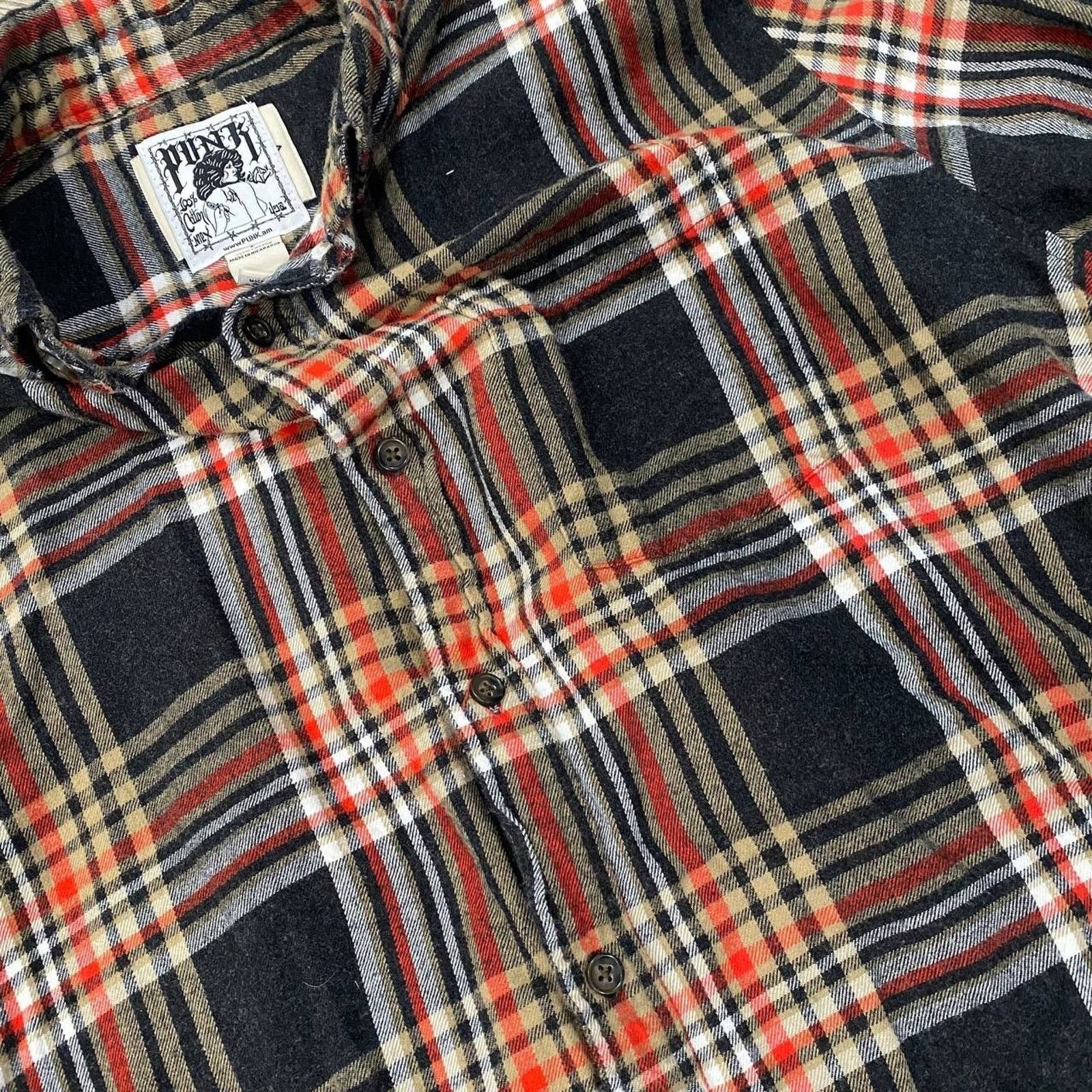 Other PUNK ® LA Anarchy Brown Plaid Flannel Grunge Brown sz L Size US L / EU 52-54 / 3 - 5 Thumbnail