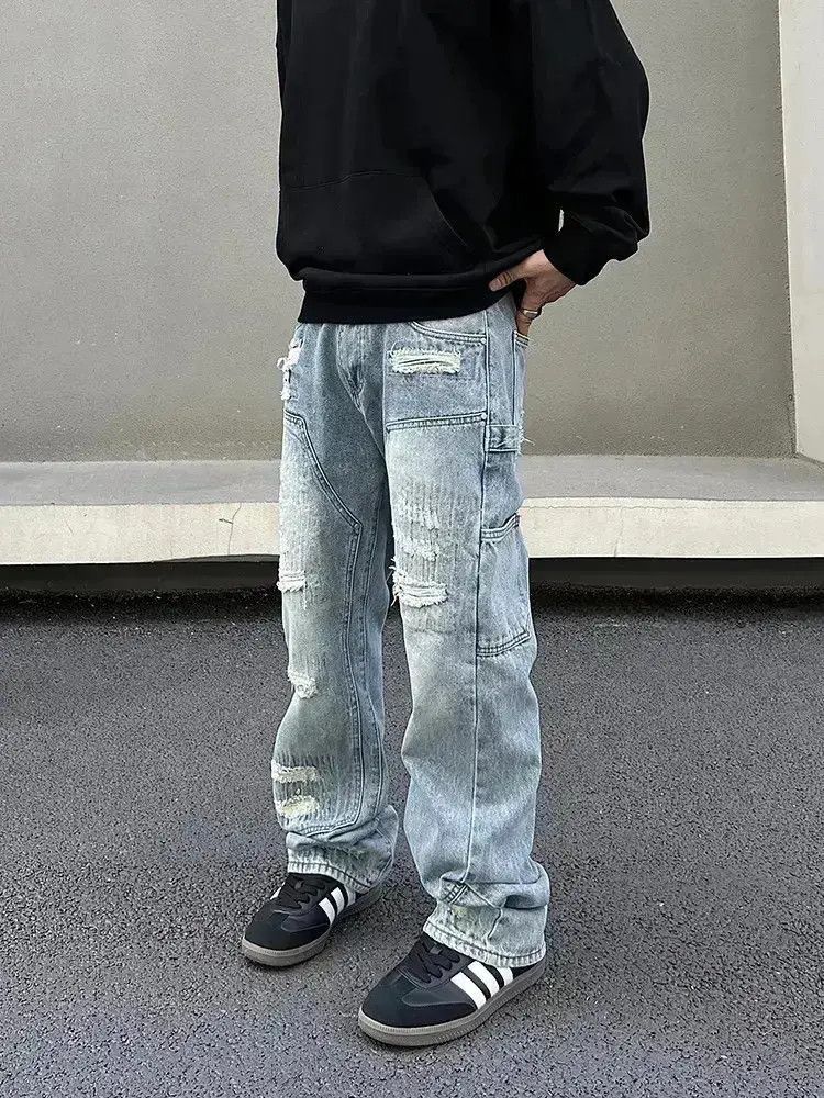 Japanese Brand Straight tube washed distressed jeans Size US 30 / EU 46 - 3 Thumbnail