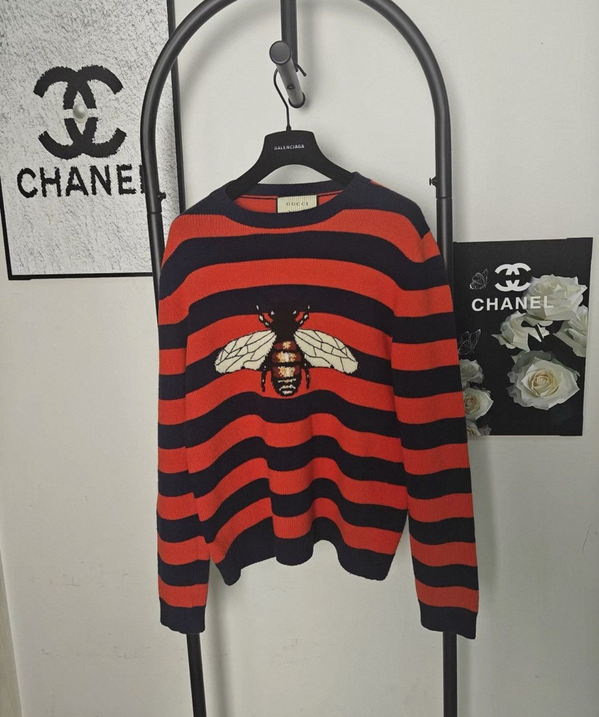 Gucci Gucci Gucci Striped Logo Bee Sweater Red and Blue -2506 Size US M / EU 48-50 / 2 - 1 Thumbnail