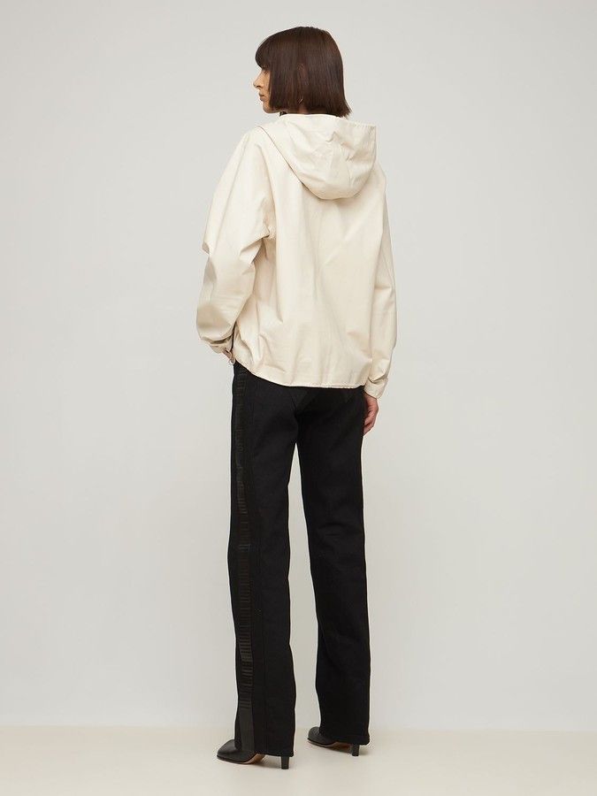 Bottega Veneta o1y0725 Leather Hooded Jacket in Cream Size XL / US 12-14 / IT 48-50 - 5 Thumbnail