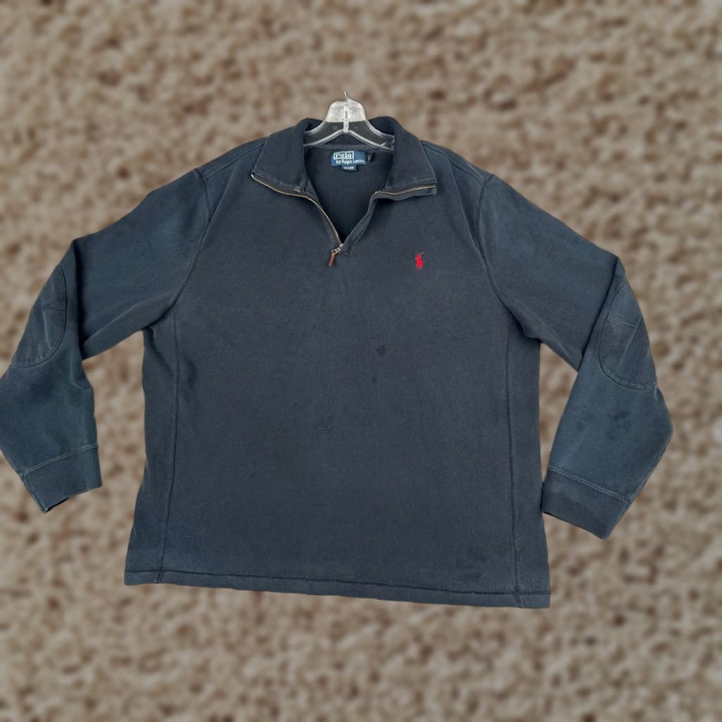 Ralph Lauren VINTAGE Polo Ralph Lauren Sweatshirt Pullover 1/4 Zip Mock Neck Blue XL Men Casual Golf Sports American Size US XL / EU 56 / 4 - 1 Thumbnail