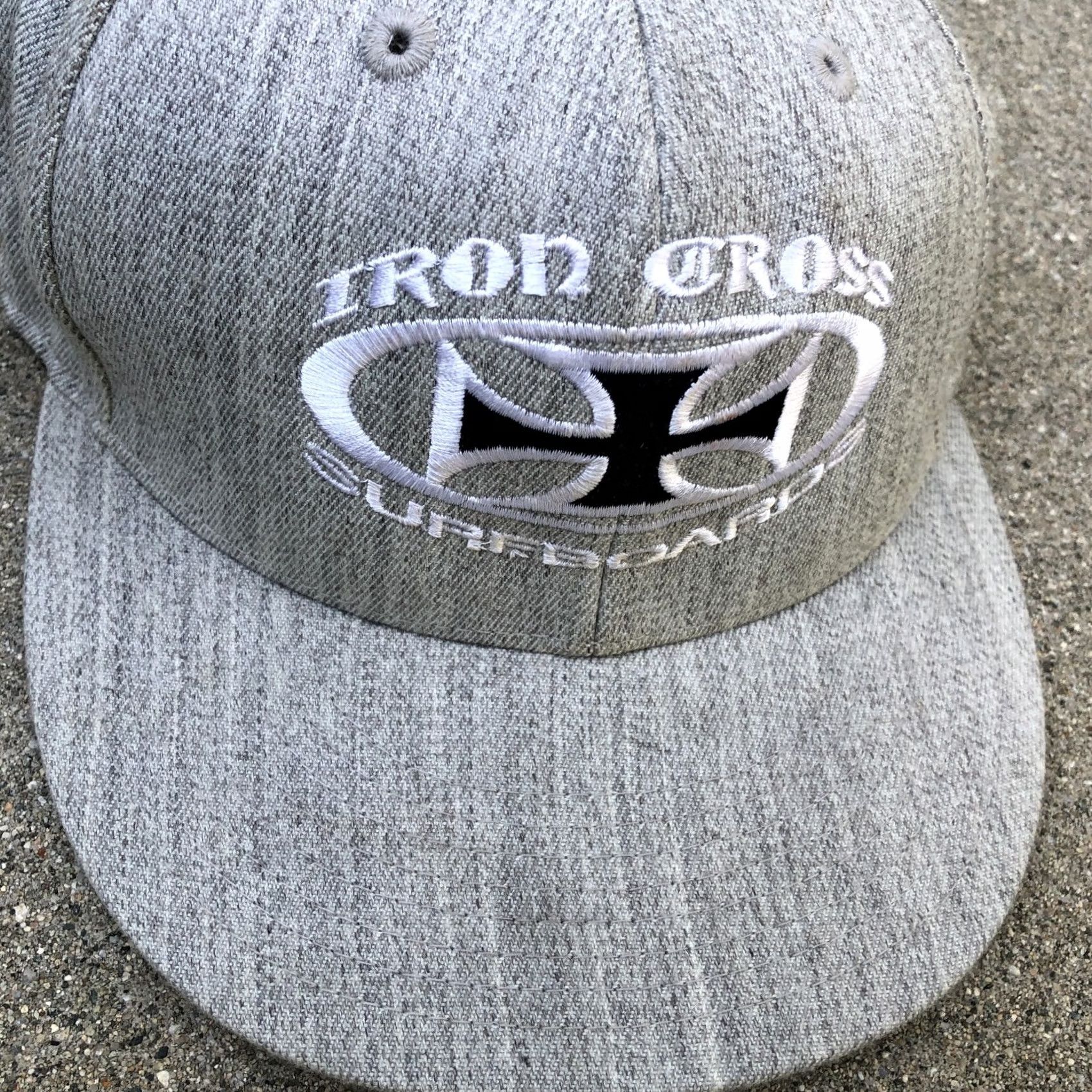 Vintage Iron Cross Surfboards Fitted Hat Men's Wool Blend Cap Wool Blend Gray 7 1/4 Adjustable Baseball Cap Mens Size ONE SIZE - 2 Thumbnail