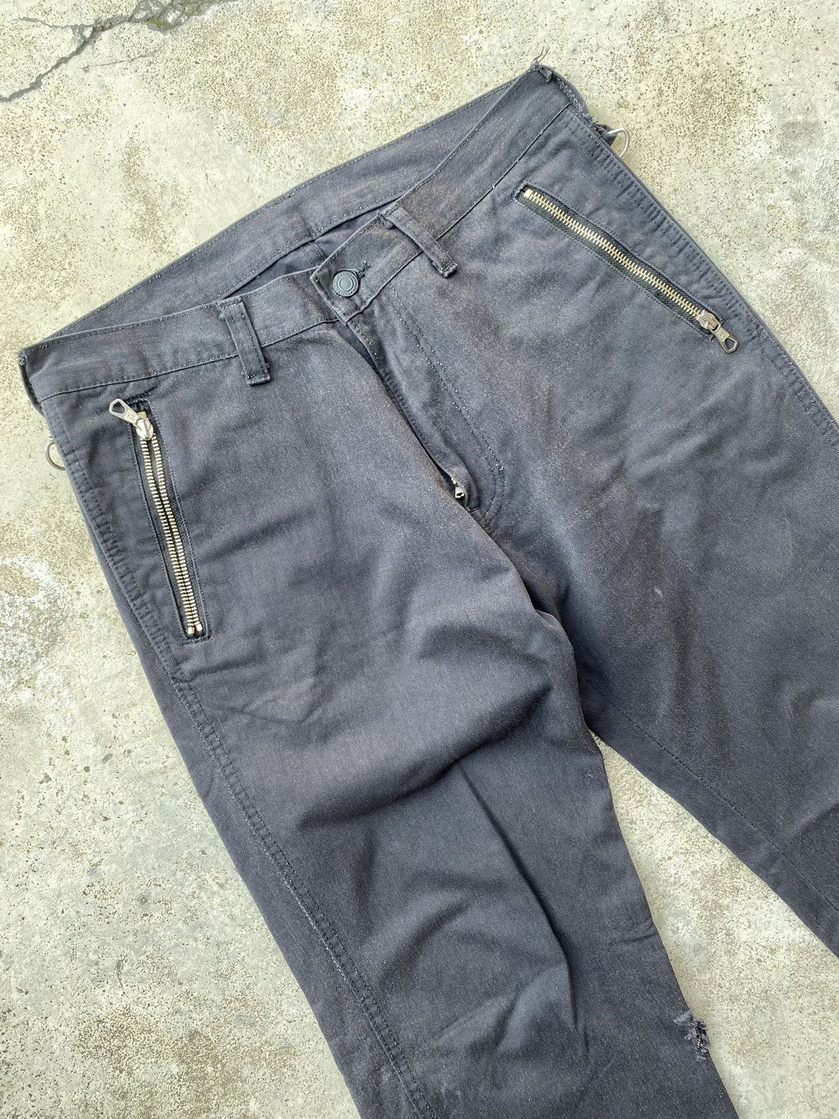 Japanese Brand Open Leg Multi Zipper Flare Pants (7 riri zipp) Size US 30 / EU 46 - 3 Thumbnail