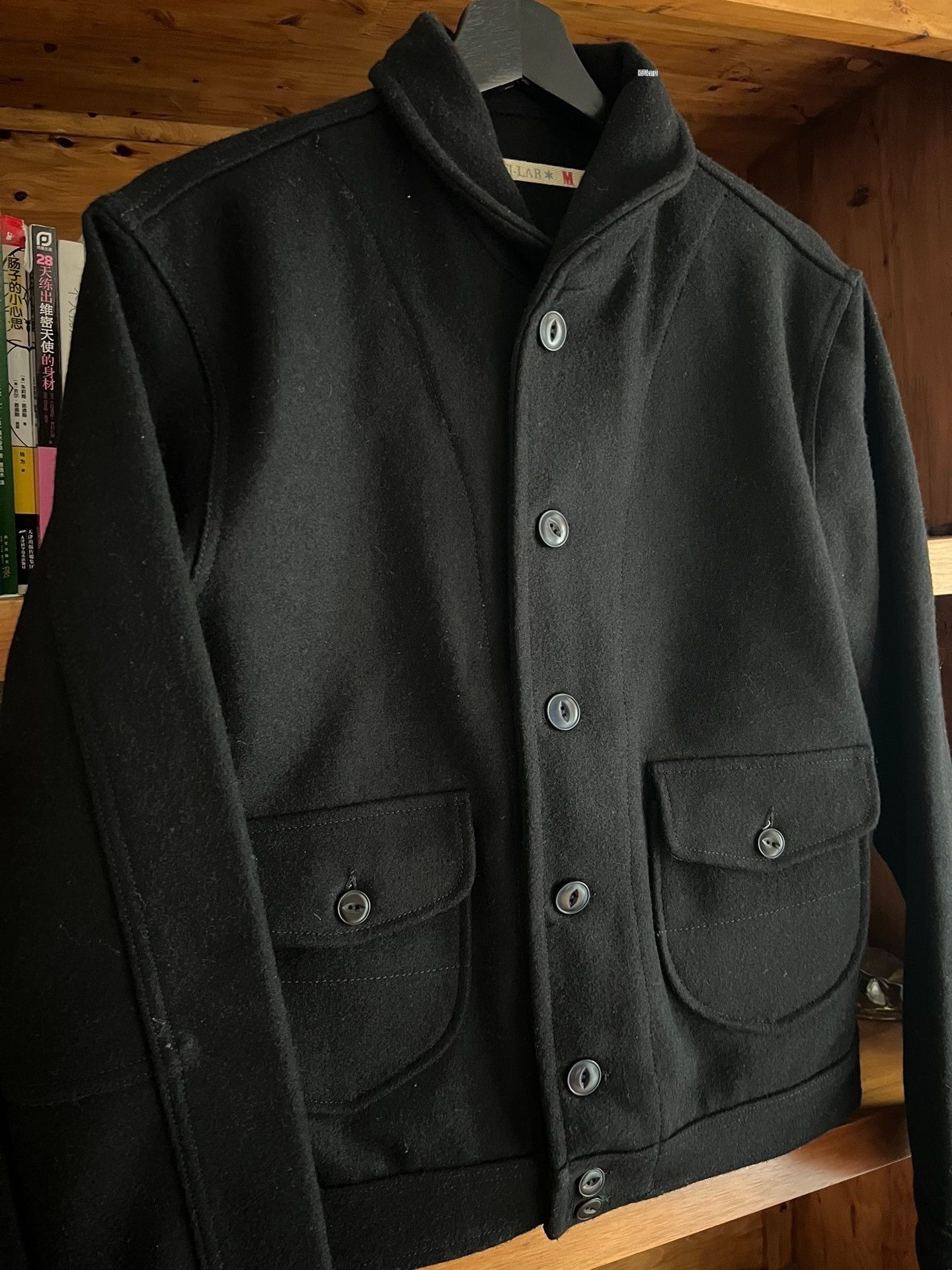 Scarti-Lab Scarti Lab Black Shawl Collar Wool Jacket Size US M / EU 48-50 / 2 - 2 Thumbnail