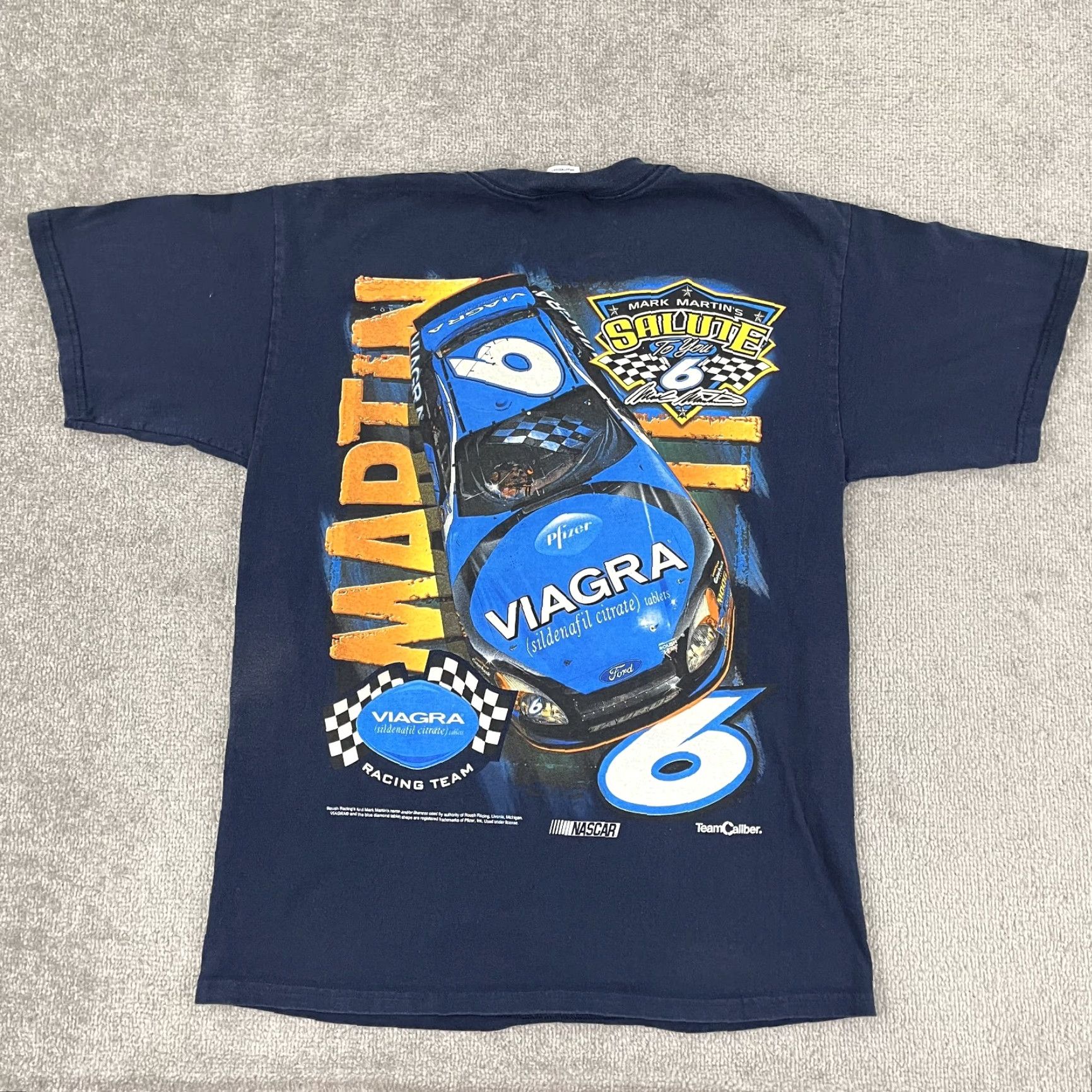 Gildan VINTAGE Gildan Mark Martin NASCAR Shirt Mens Large Blue Viagra Graphic Tee Double-Sided Graphic Print Size US L / EU 52-54 / 3 - 7 Thumbnail