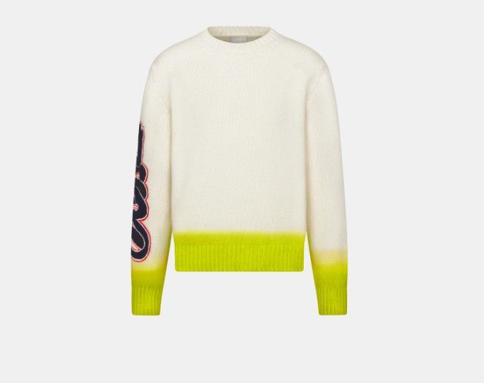Dior × Kaws o1w1db11025 513M655 Wool Knit Sweater in White/Yellow Size US S / EU 44-46 / 1 - 1 Thumbnail