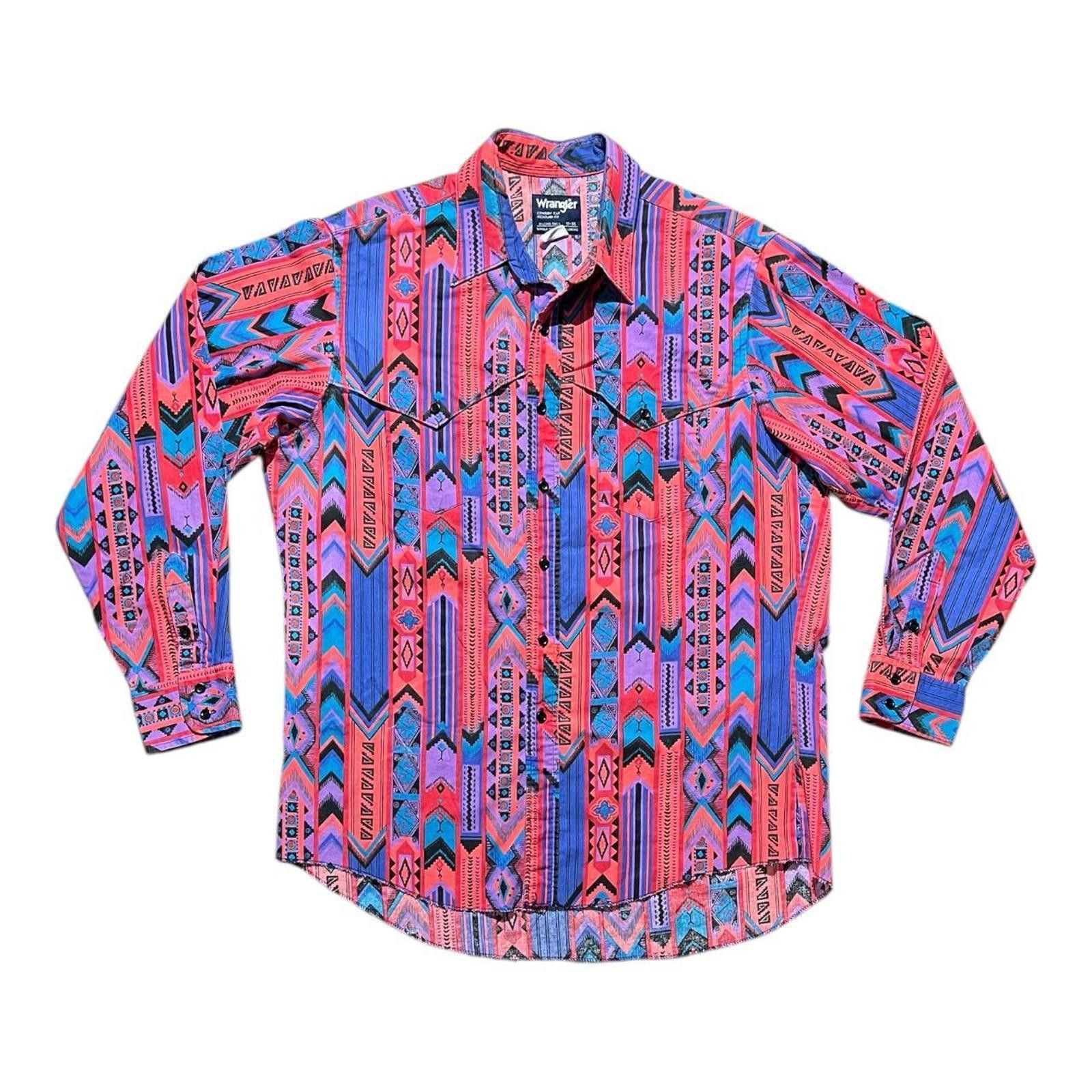 Wrangler Vintage 80s Wrangle Cowboy Western Button Up Bar Rat Hippy Size US XL / EU 56 / 4 - 1 Thumbnail