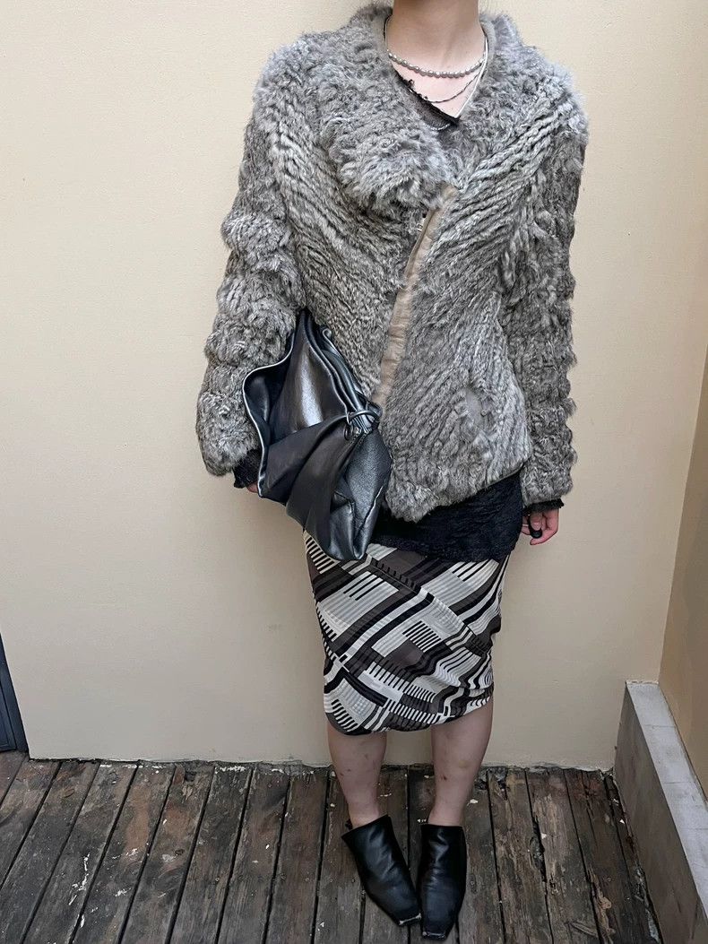 Helmut Lang HELMUT LANG Silver grey rabbit fur overcoat Size M / US 6-8 / IT 42-44 - 2 Thumbnail
