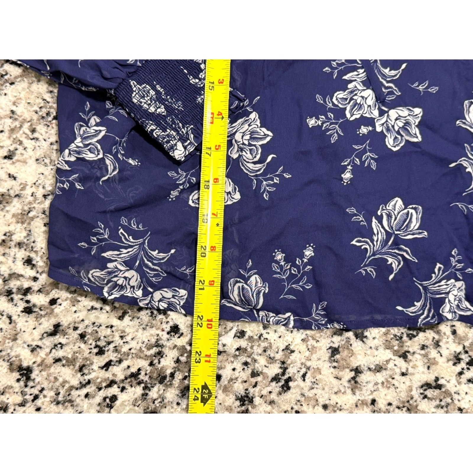 Polo Ralph Lauren Polo Ralph Lauren Blouse Viscose Floral-Print Blue XS 3/4 Sleeve Tie Under Shirt Women's Regular Sizes Size XS / US 0-2 / IT 36-38 - 2 Thumbnail