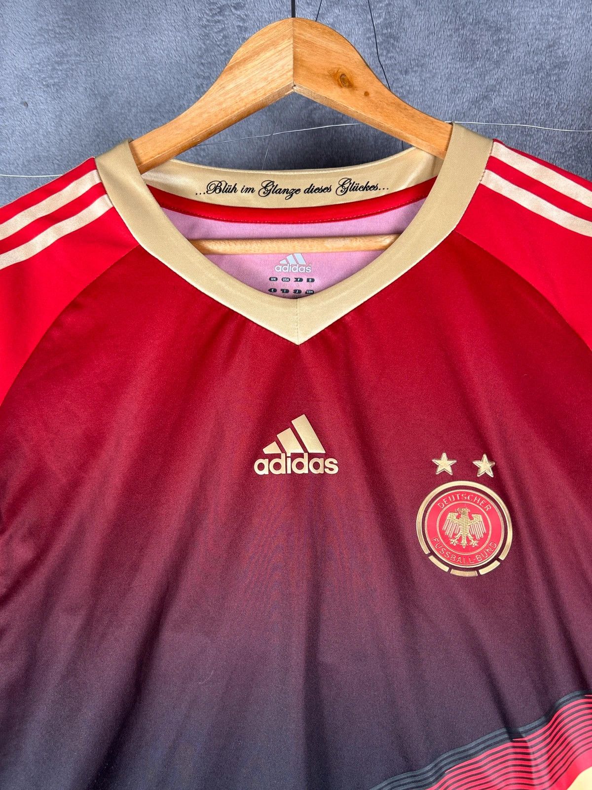 Adidas Adidas Germany football tee red black gold mini logo Size L / US 10 / IT 46 - 3 Thumbnail