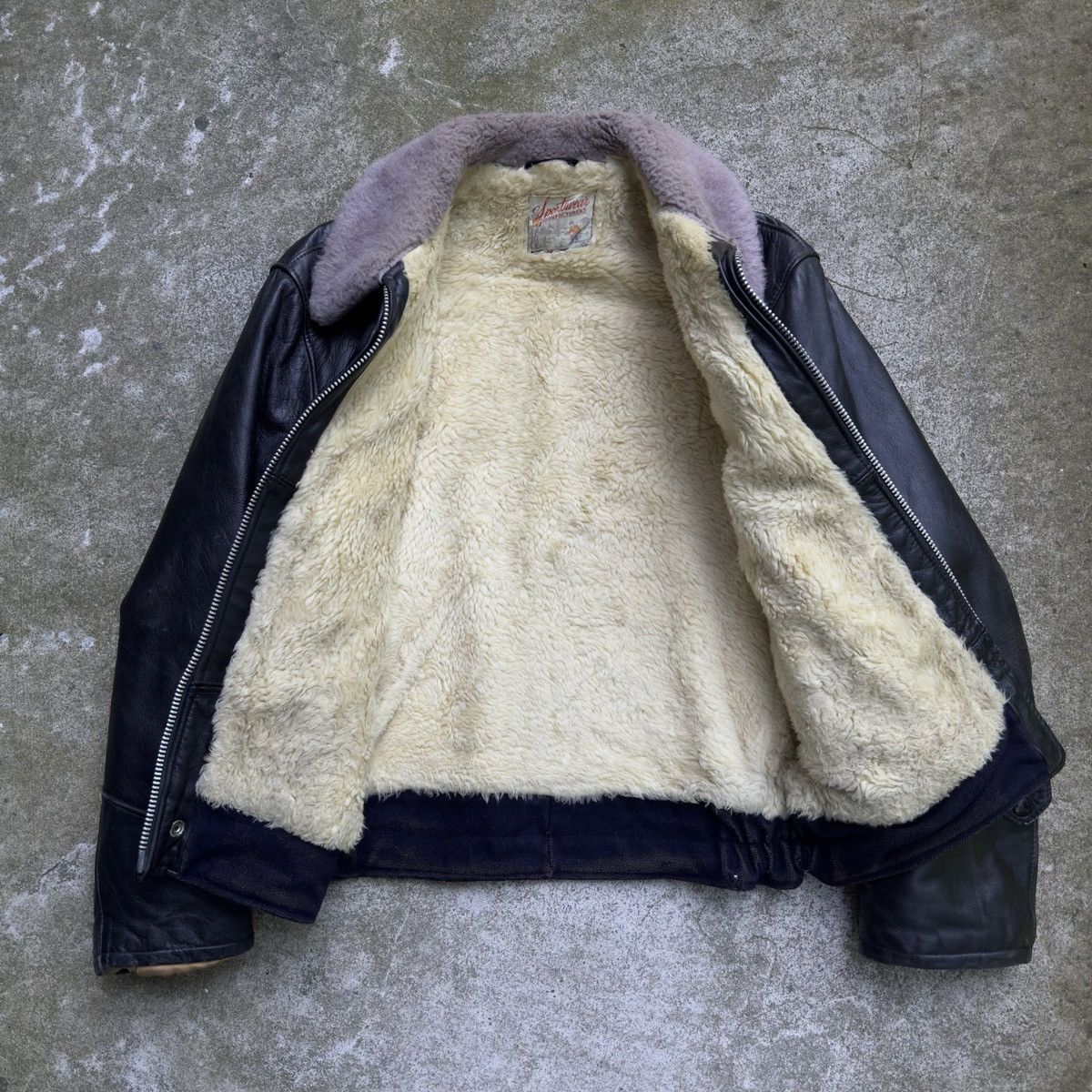Vintage 40s 50s Leather Horsehide Shearling Jacket ERD Grunge Size US L / EU 52-54 / 3 - 8 Thumbnail