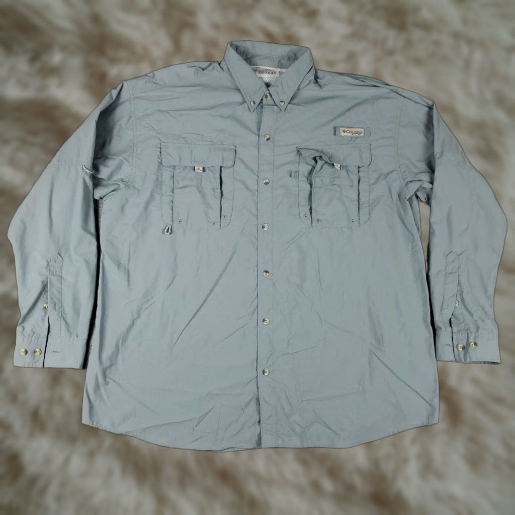 Vintage Columbia Shirt Mens XL Blue Nylon Vented Fishing Button Up Long Sleeve Size US XL / EU 56 / 4 - 1 Thumbnail