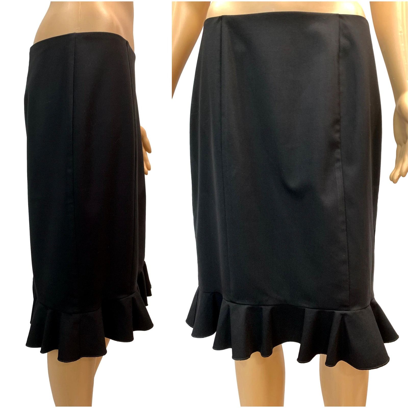 Trina Turk Trina Turk BLACK Pencil Skirt Flounce Hem | STRETCH | size 6 Size 28" / US 6 / IT 42 - 2 Thumbnail